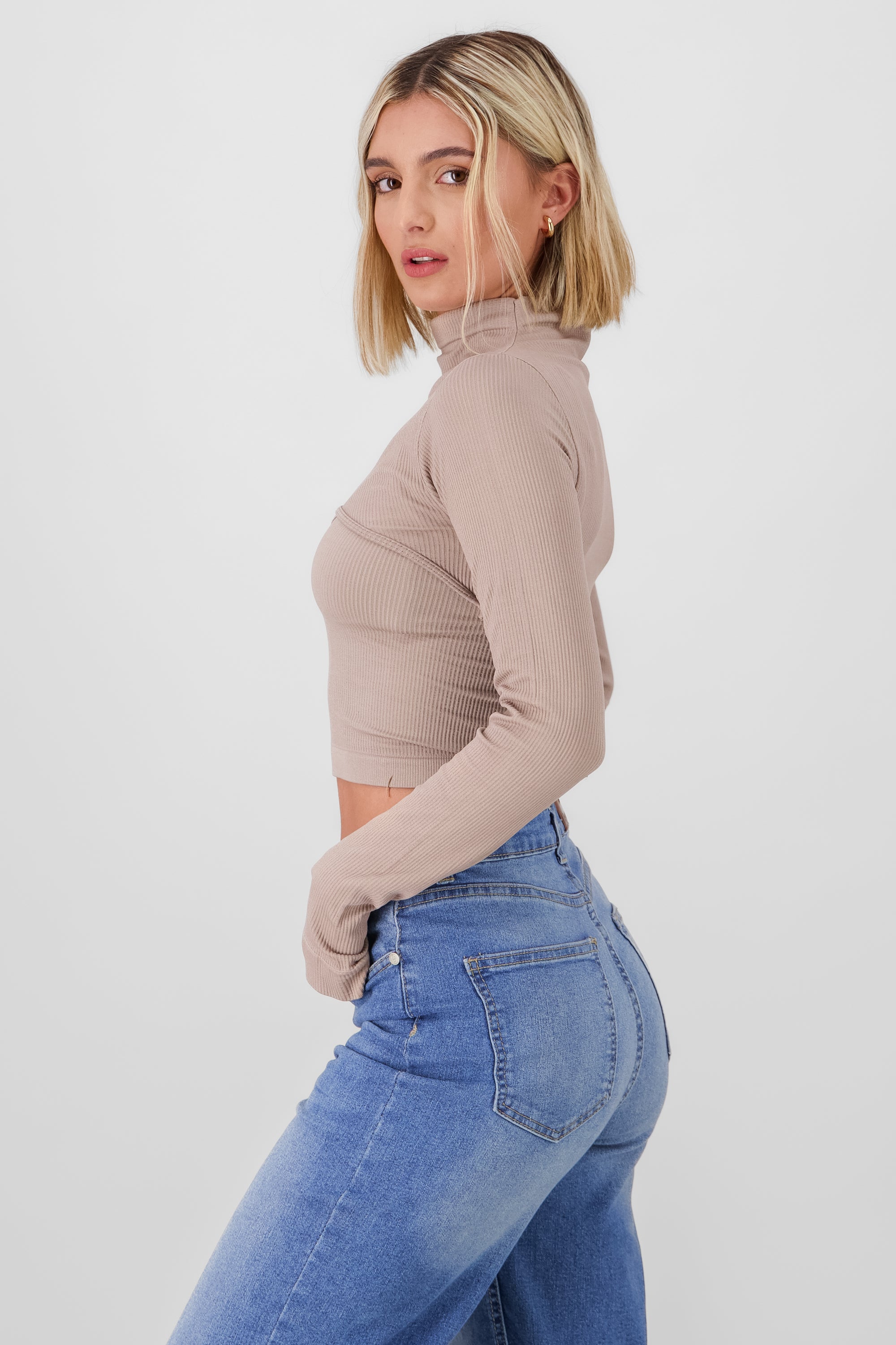 Seamless shrug top set TAUPE