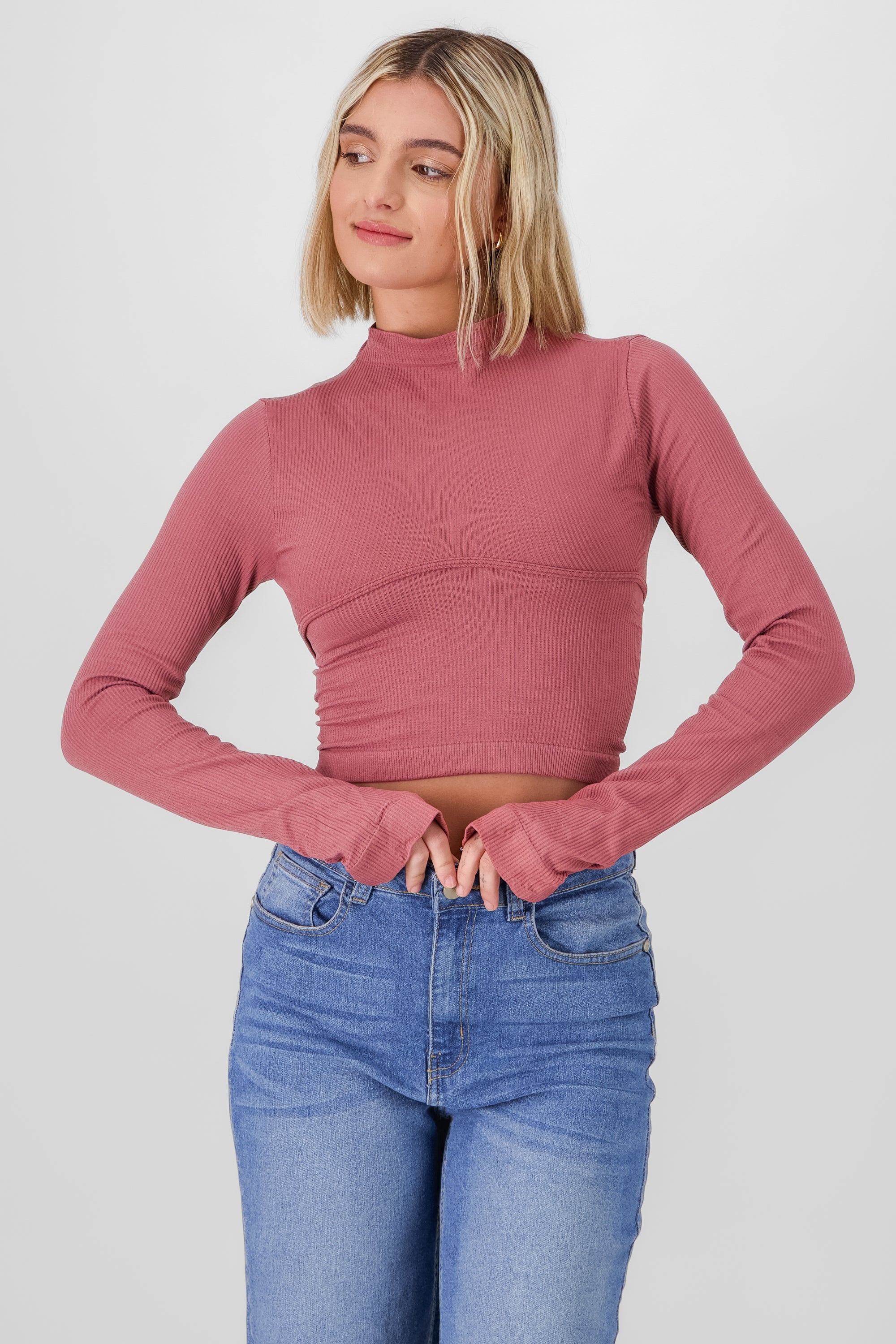 Seamless shrug top set MARSALA