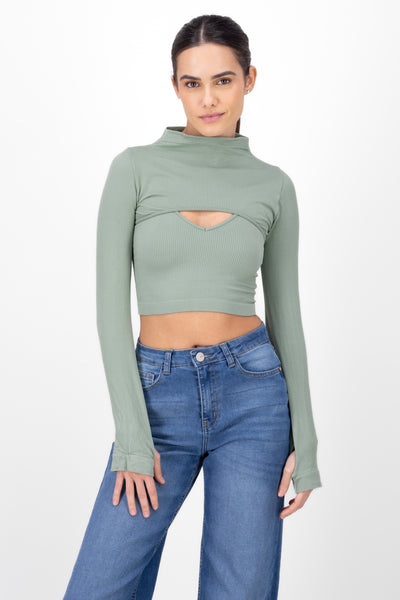 Seamless shrug top set TAUPE