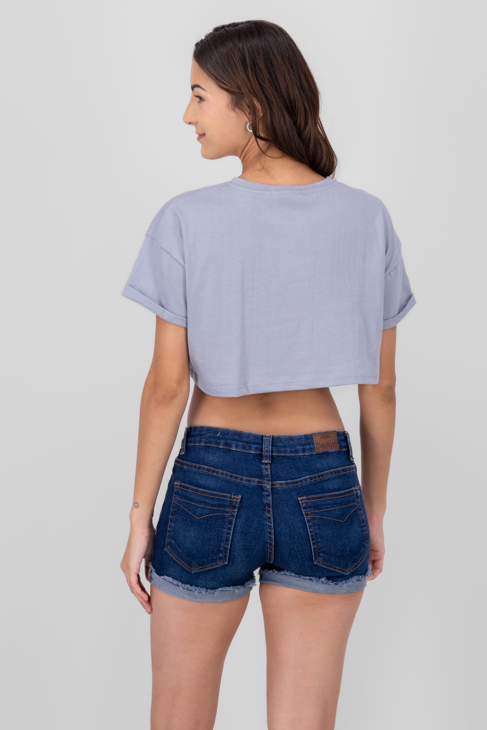 California print crop top SILVER