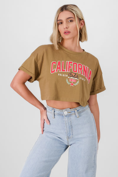 California print crop top 