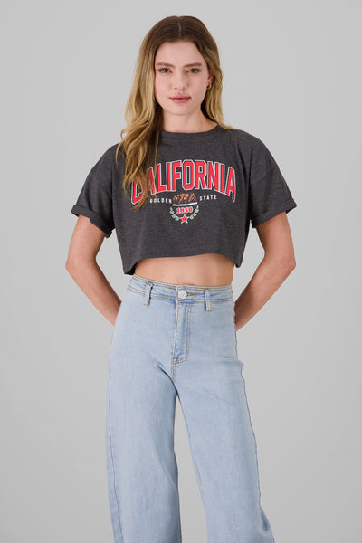 California print crop top 