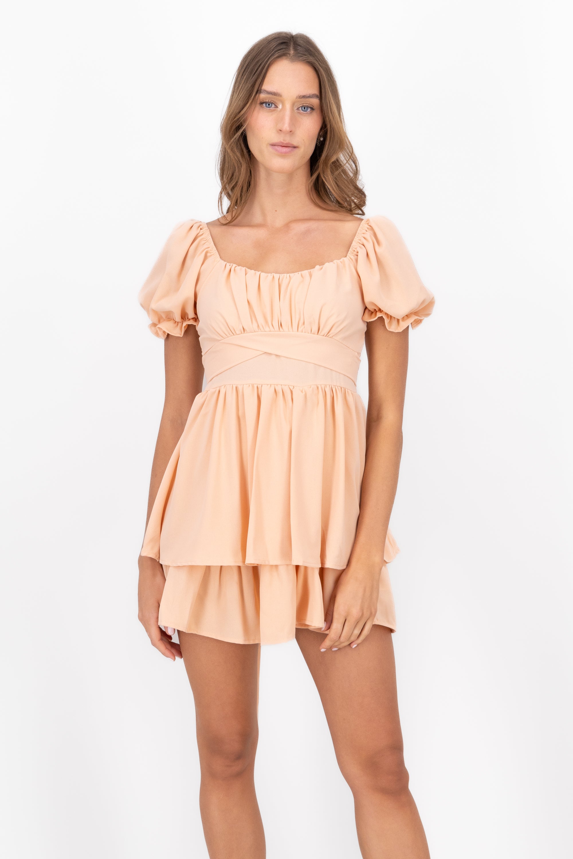 Layered ruffle mini dress PEACH