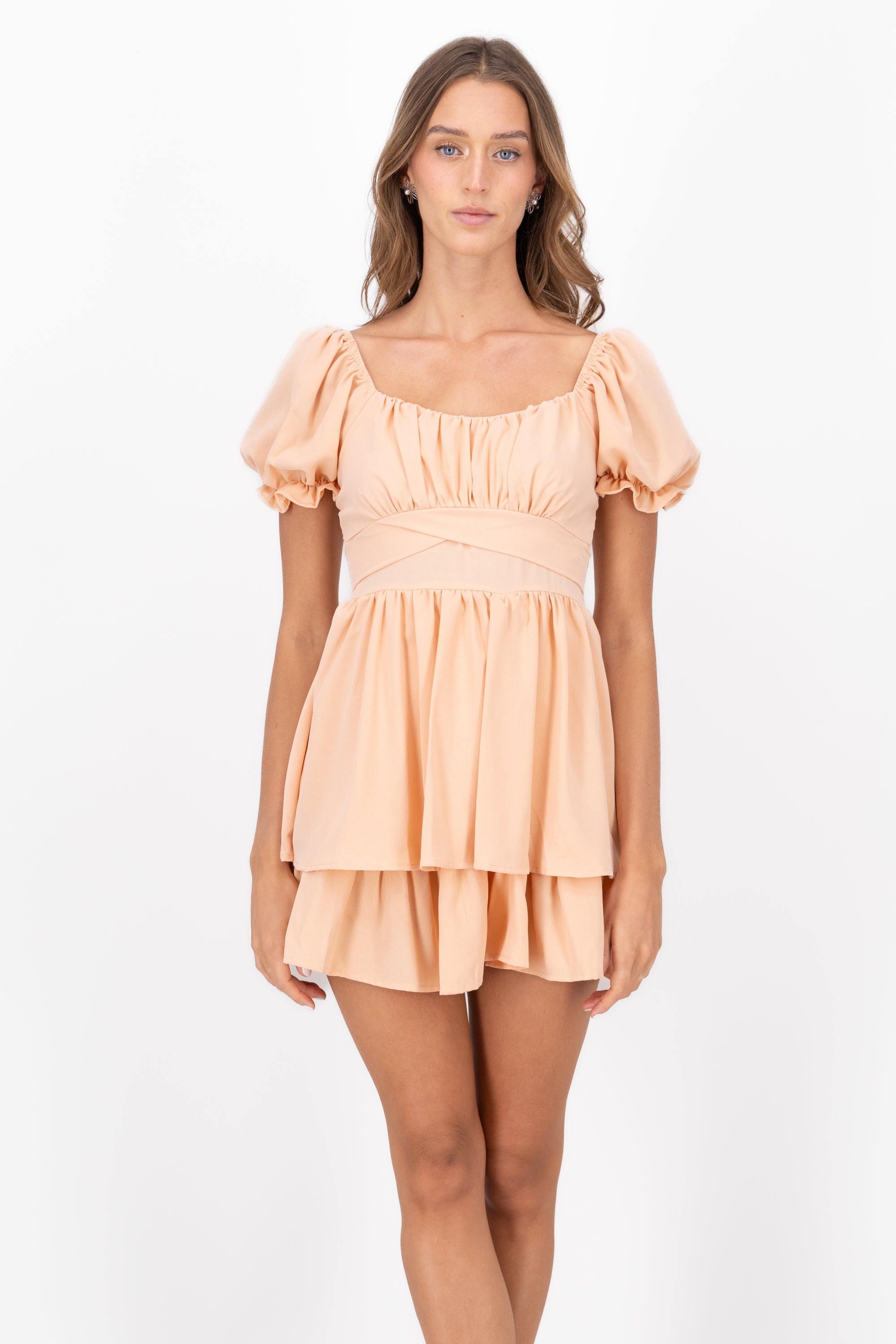 Layered ruffle mini dress PEACH