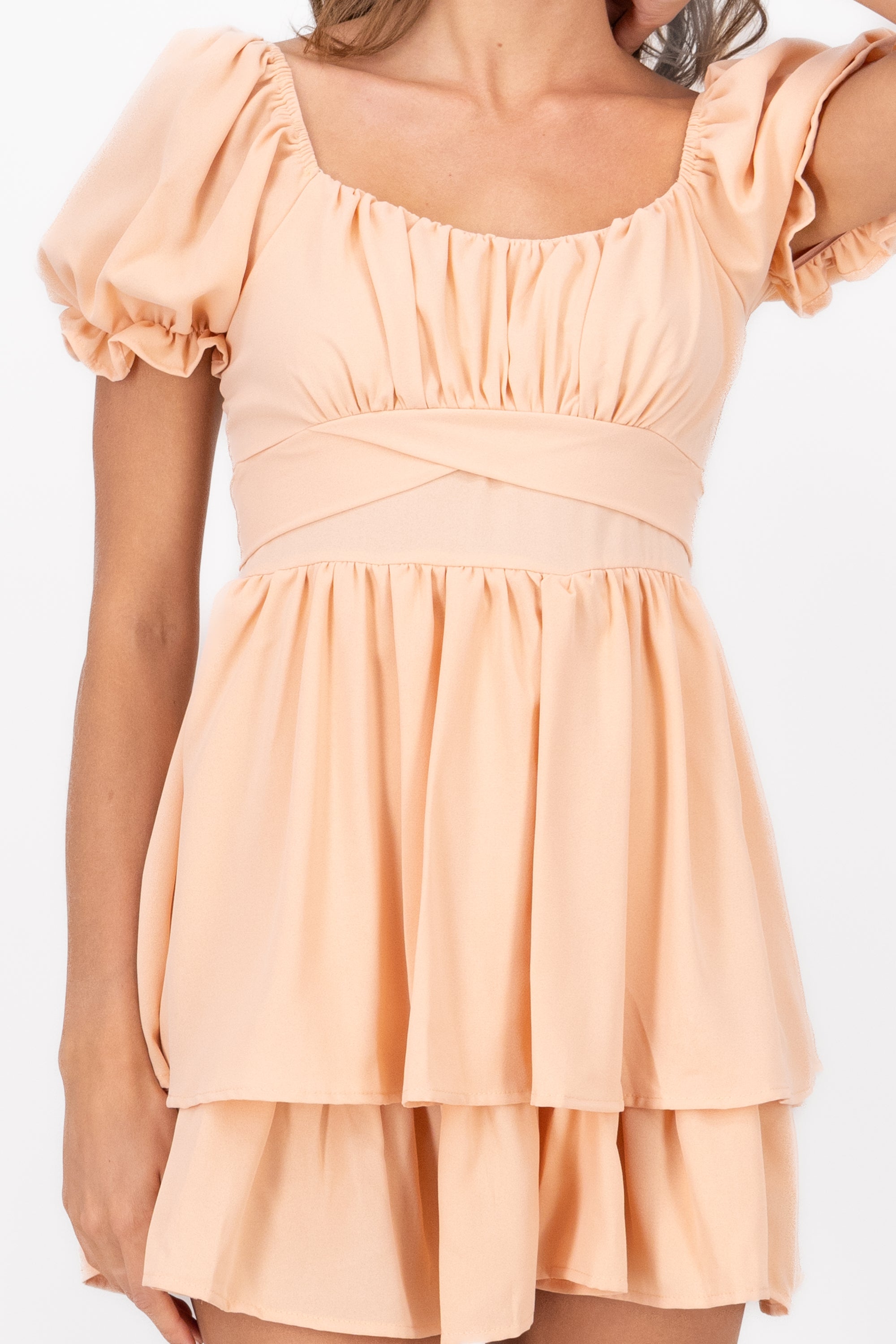 Layered ruffle mini dress PEACH