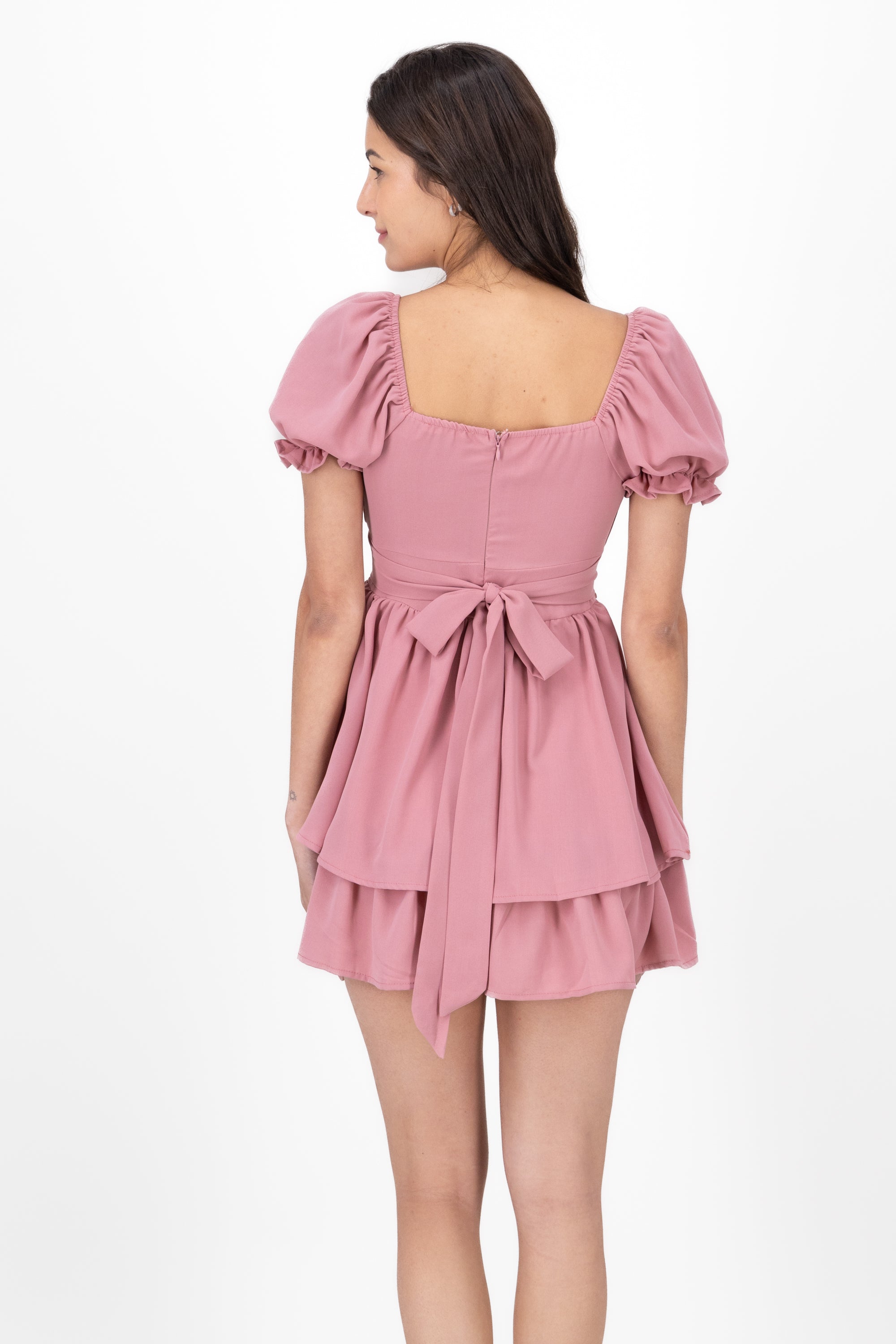 Layered ruffle mini dress MAUVE