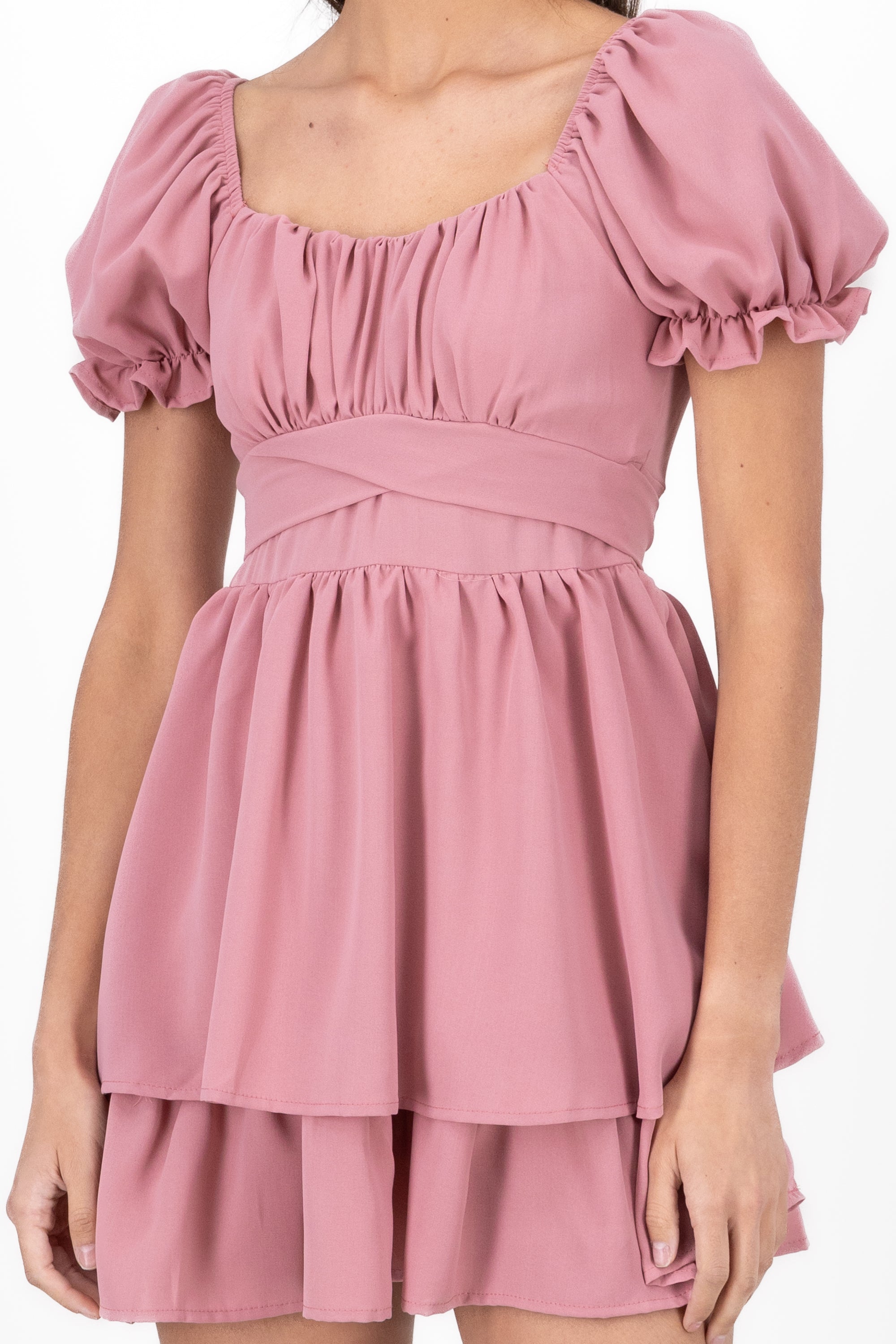 Layered ruffle mini dress MAUVE