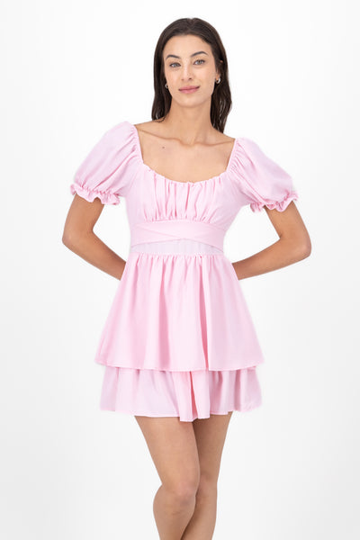 Layered ruffle mini dress MAUVE