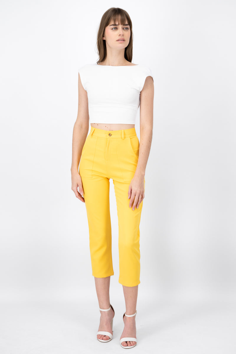 Highwaisted capri pant with pockets MANGO