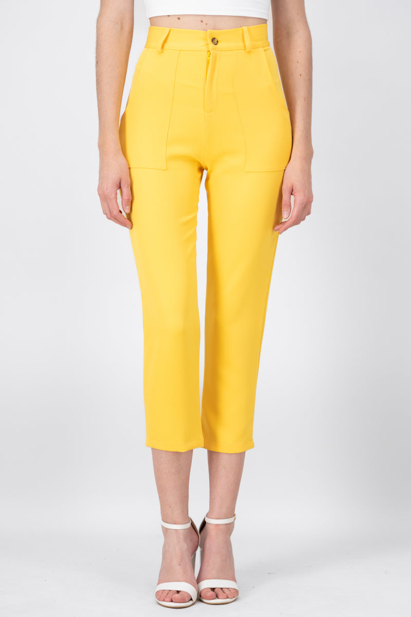 Highwaisted capri pant with pockets MANGO