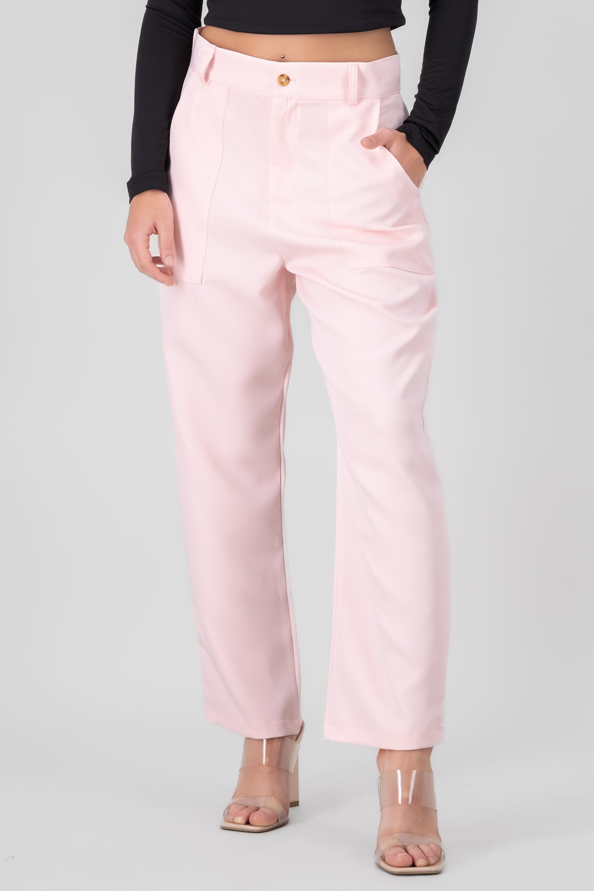 Highwaisted capri pant with pockets NUDE