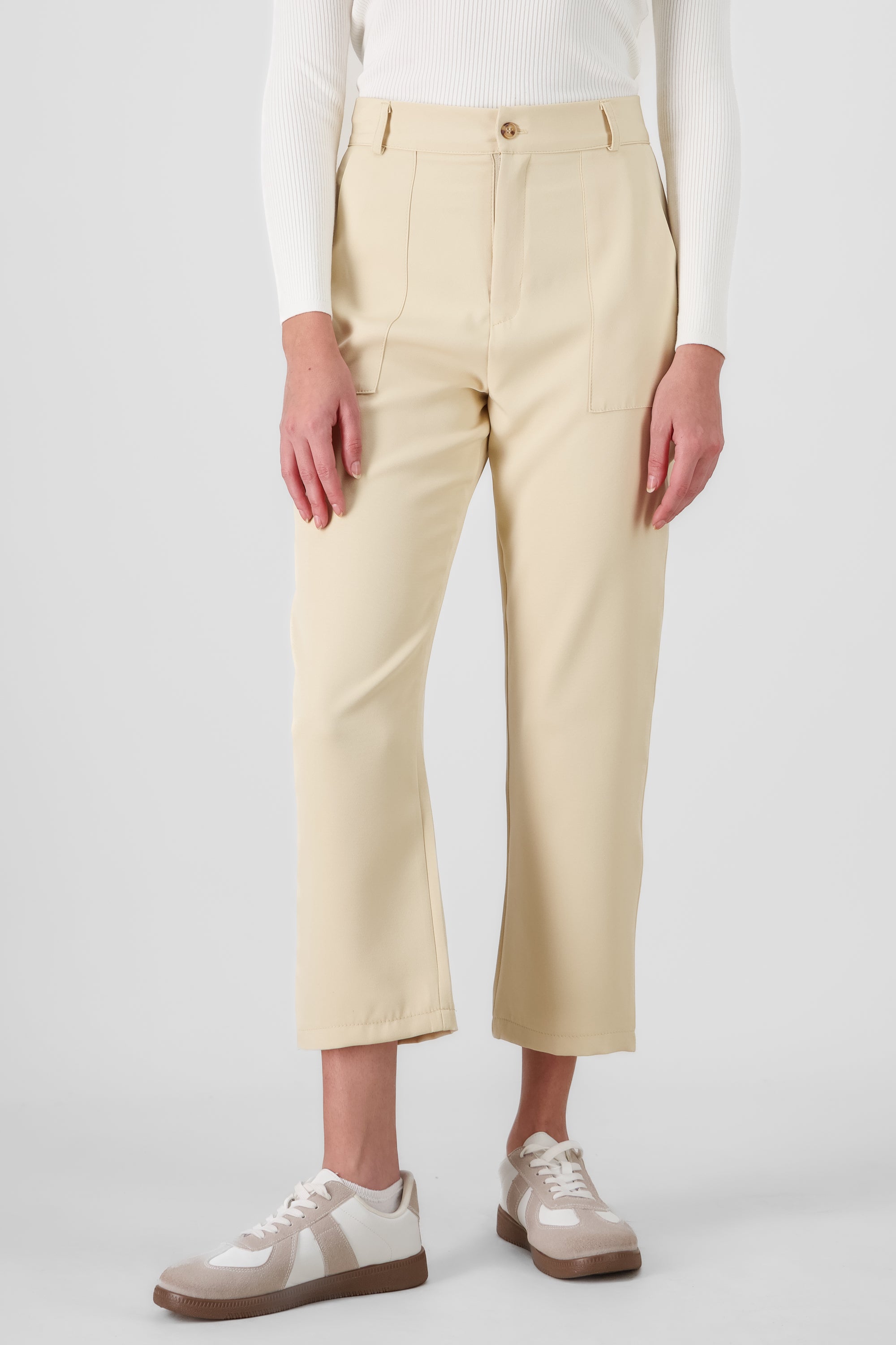 Highwaisted capri pant with pockets CREAM