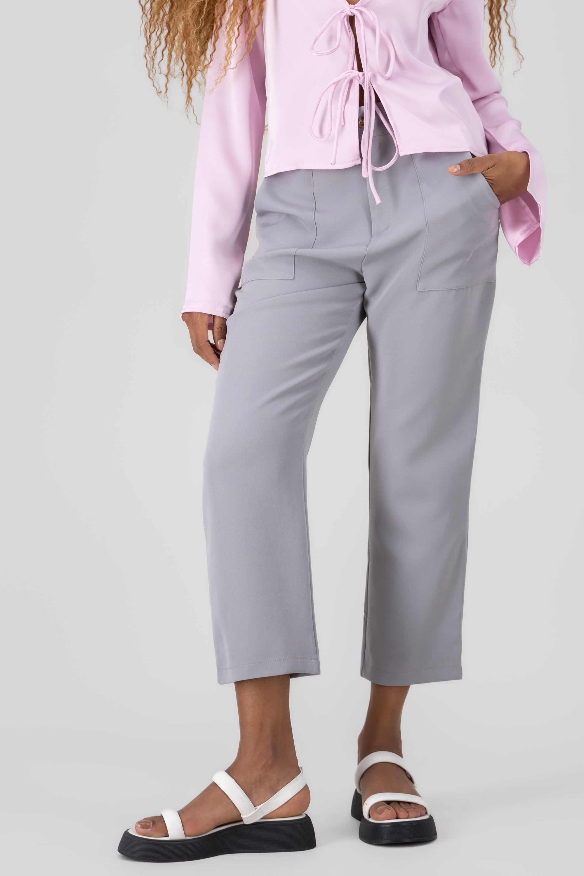 Highwaisted capri pant with pockets SILVER