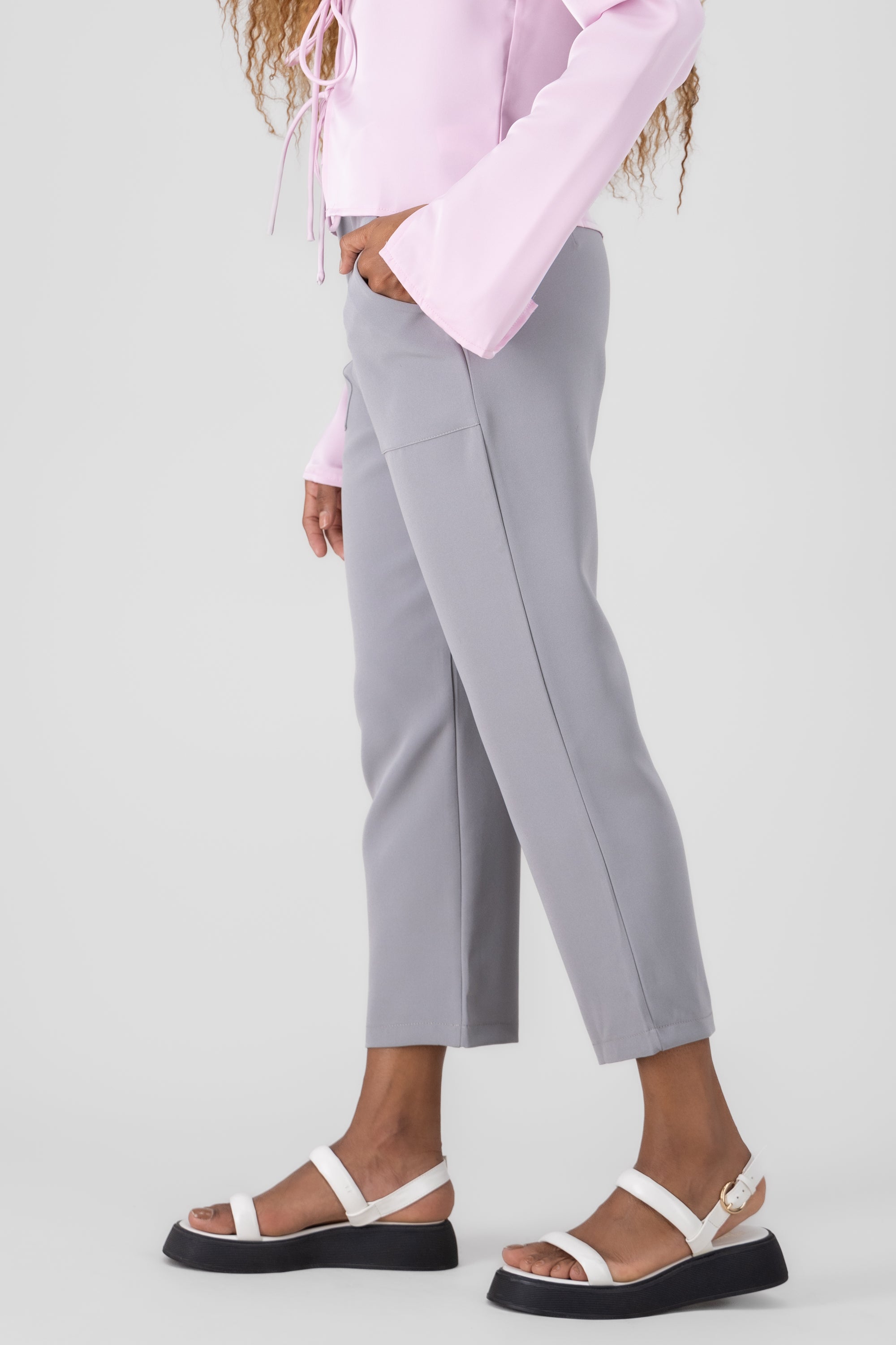 Highwaisted capri pant with pockets SILVER