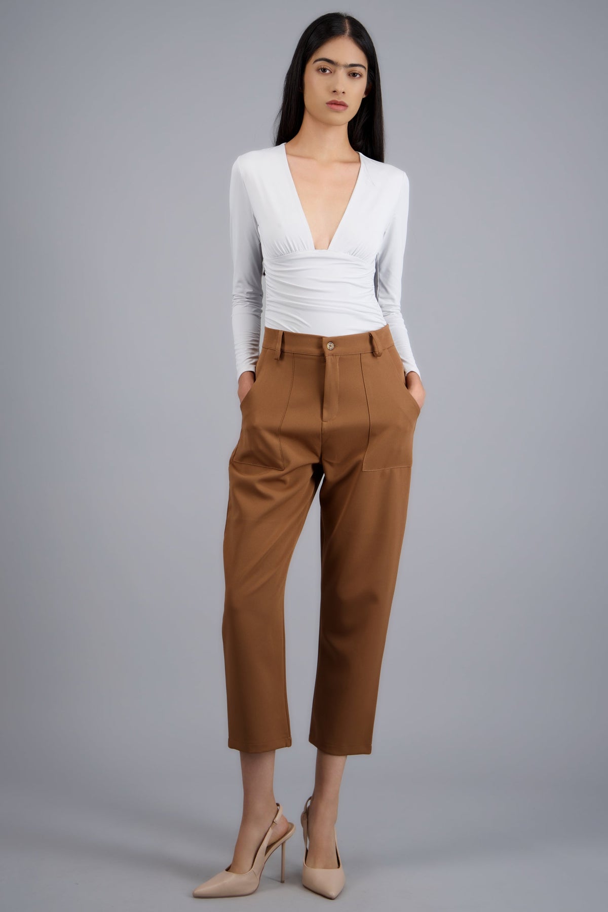 High Waist Capris with Pockets