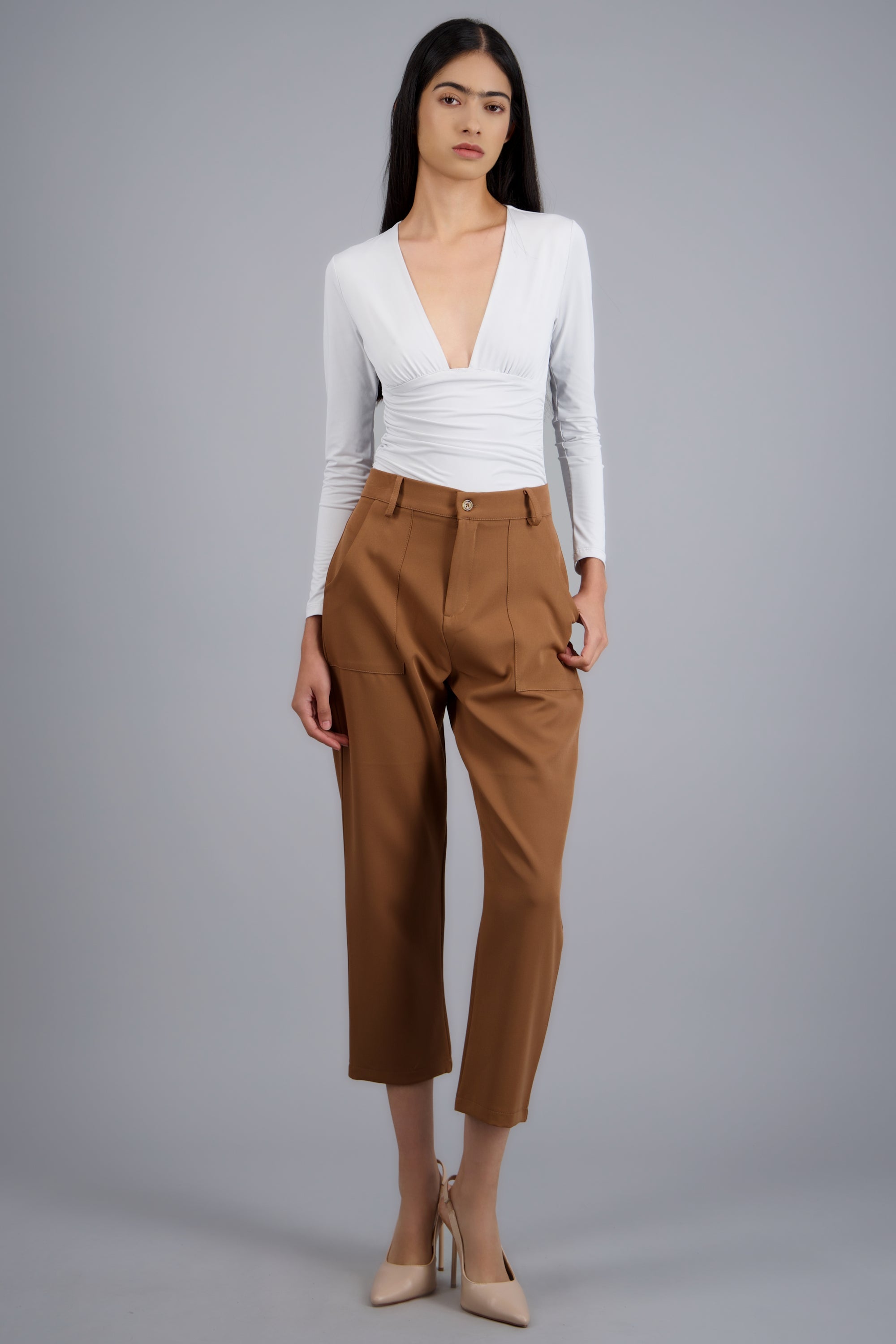 High Waist Capris with Pockets