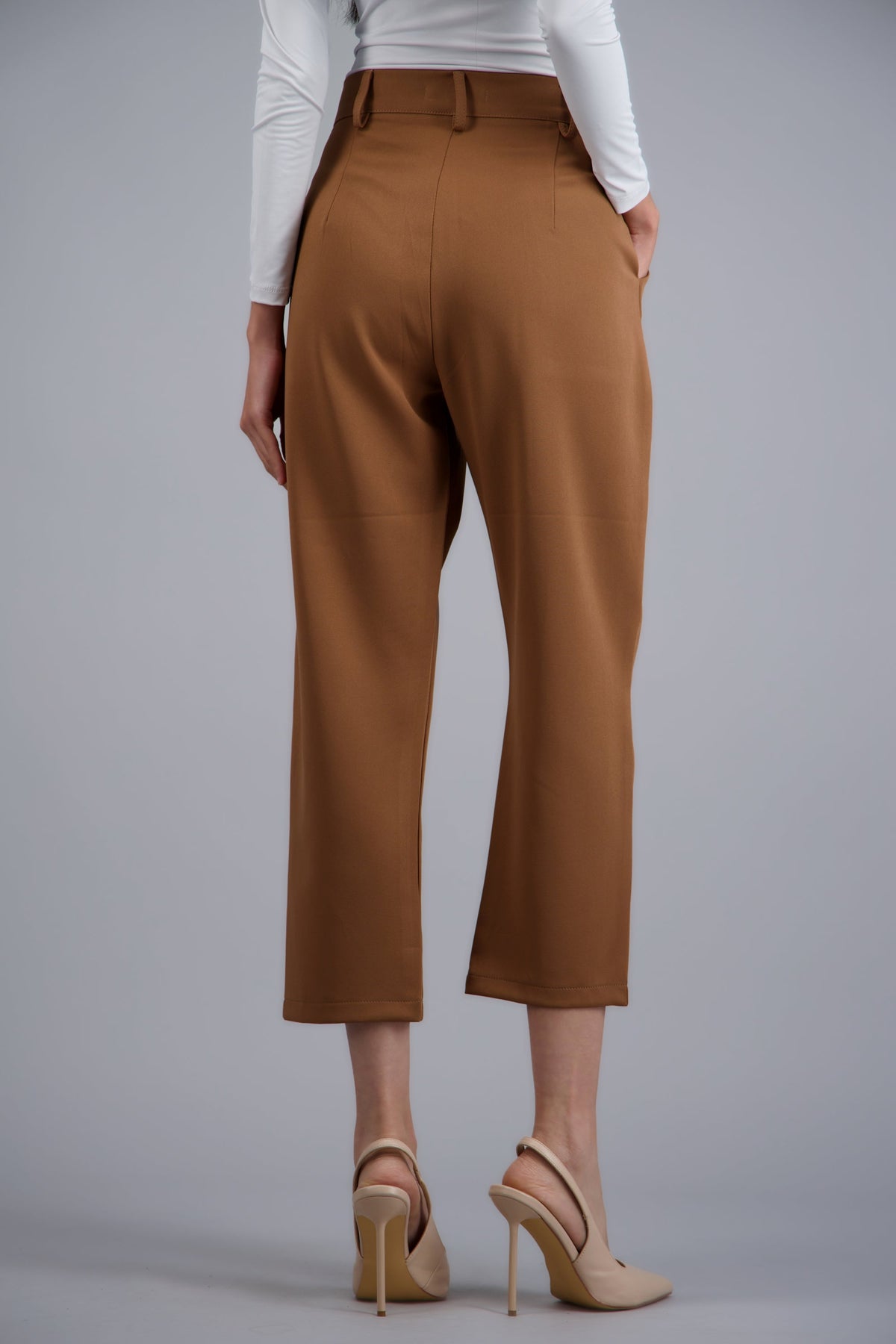 Pantalones Capri de Tiro Alto con Bolsillos