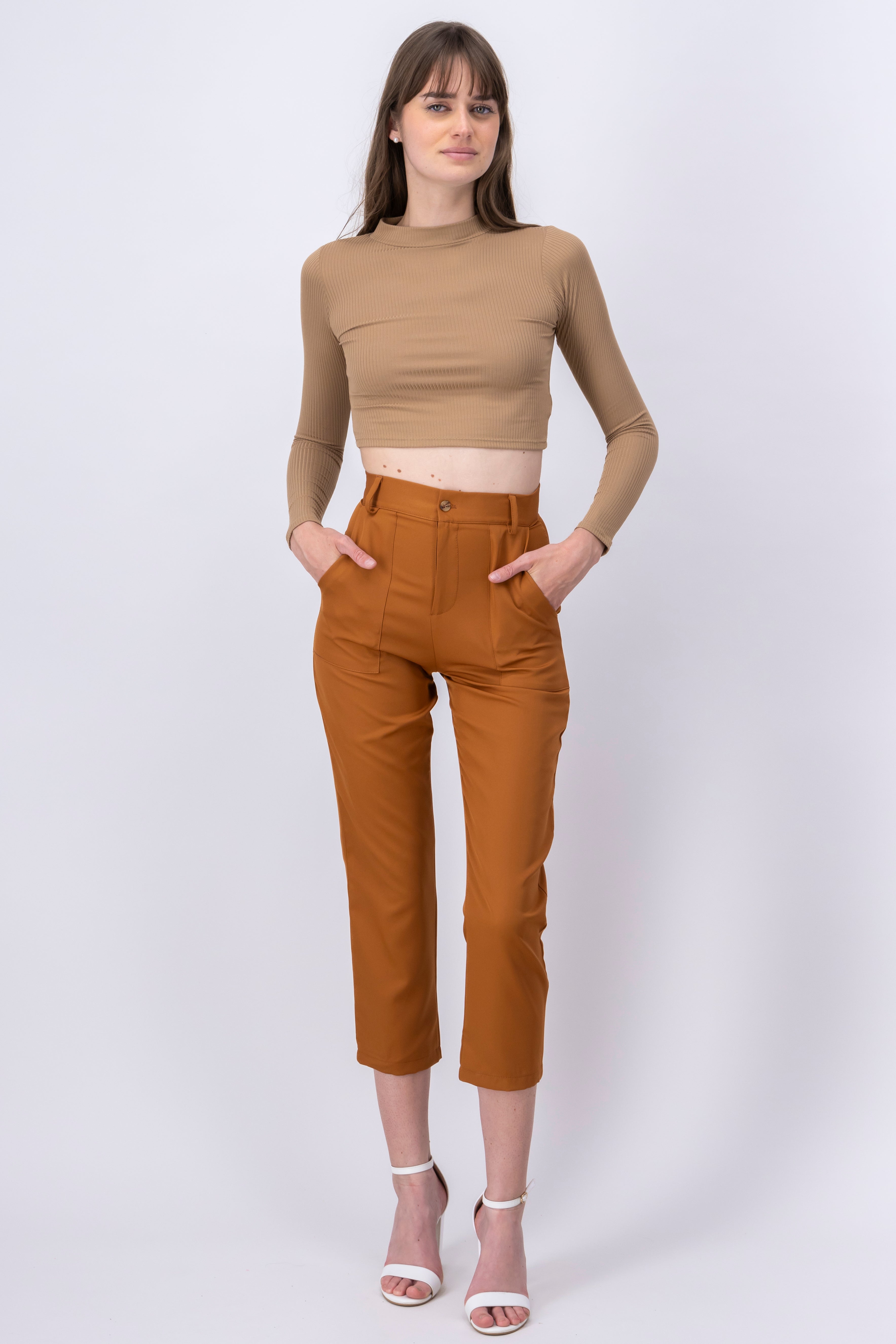 High Waist Capris with Pockets