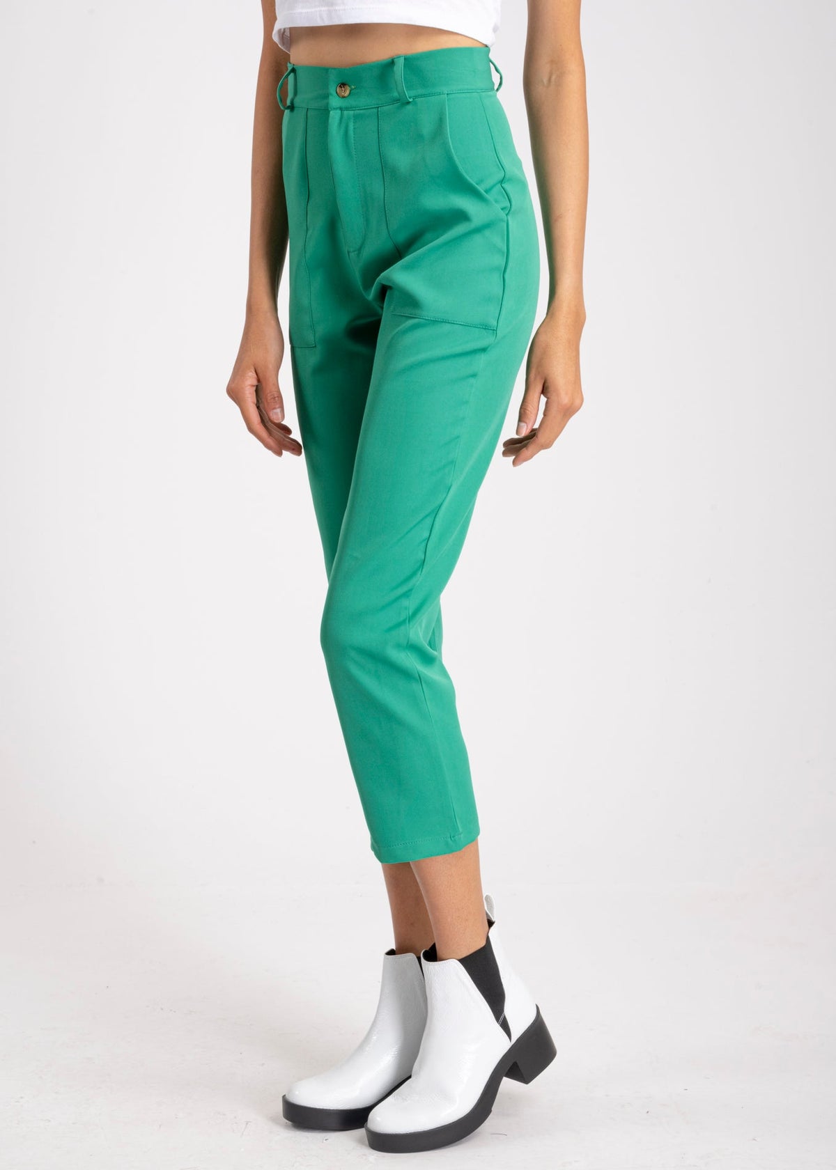 High Waist Capris with Pockets