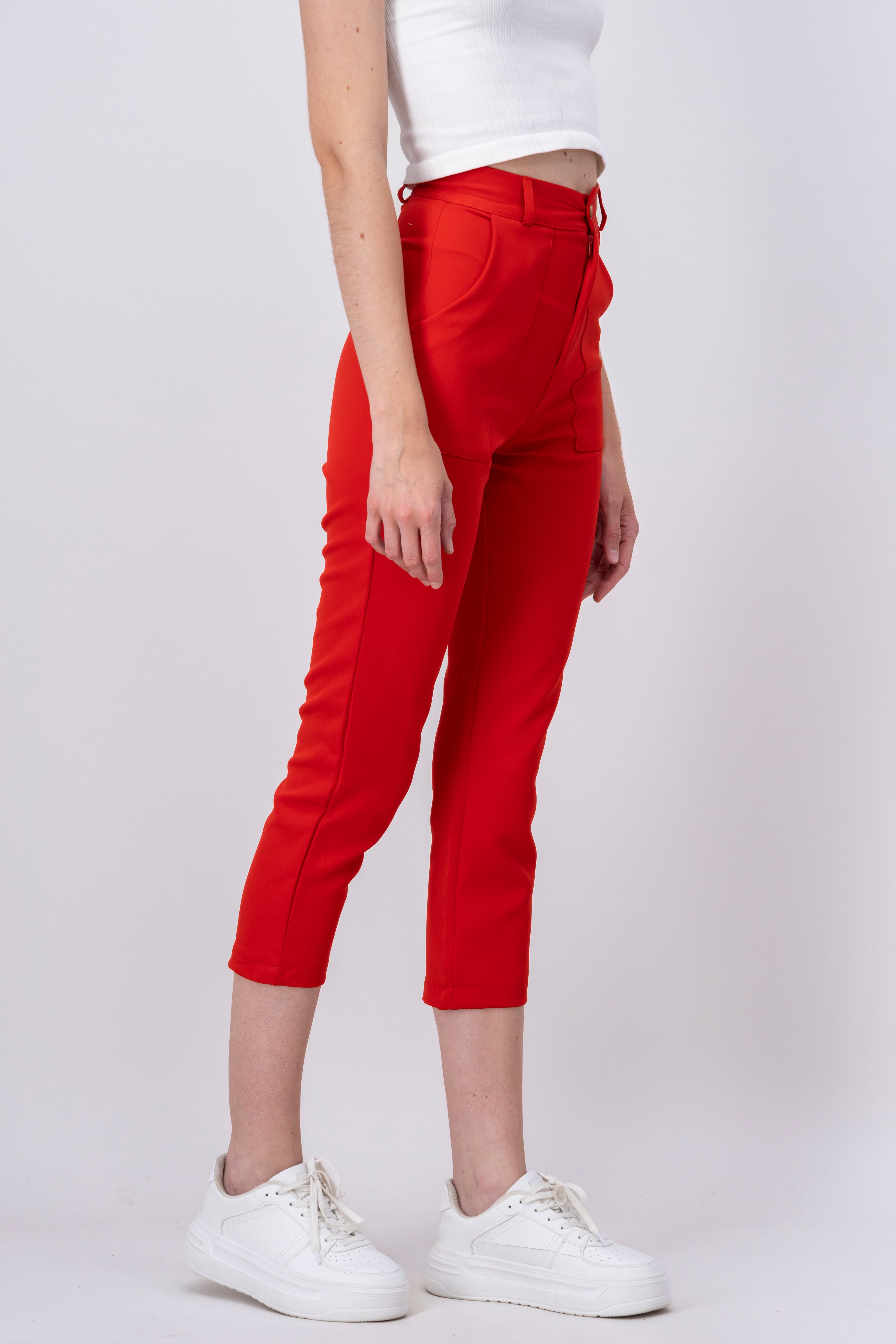 Highwaisted capri pant with pockets CHERRY RED