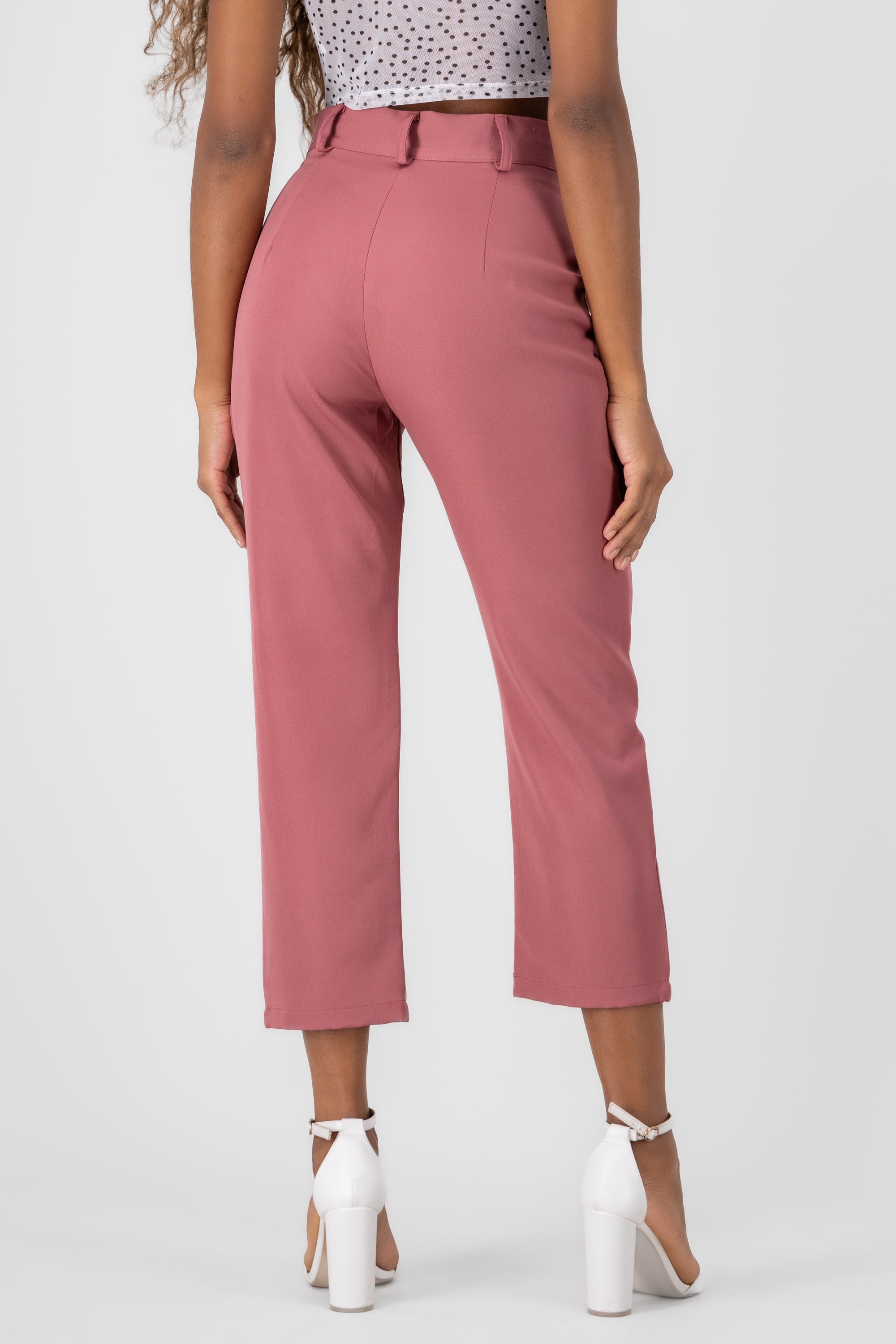 Highwaisted capri pant with pockets MAUVE