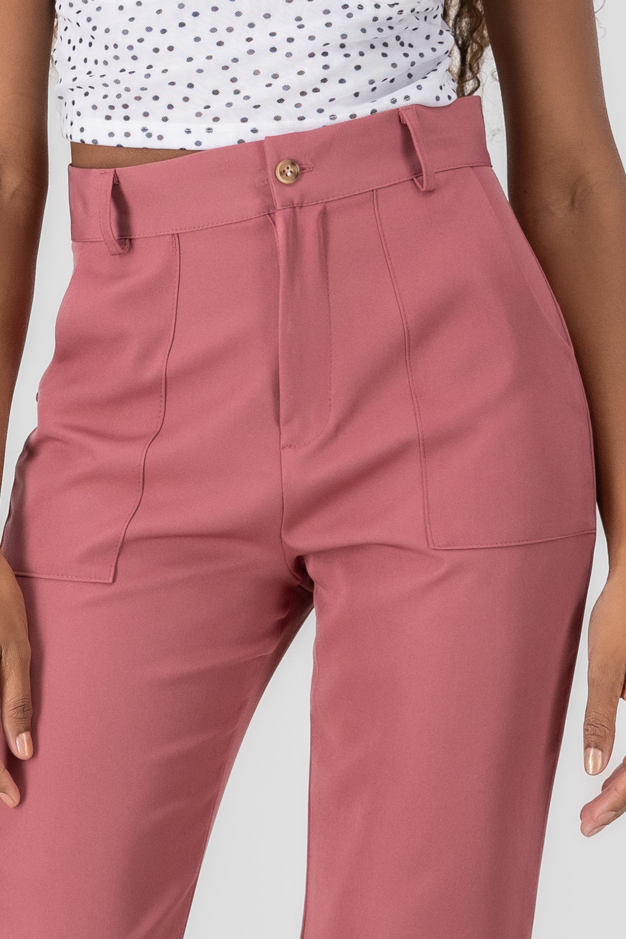 Highwaisted capri pant with pockets MAUVE