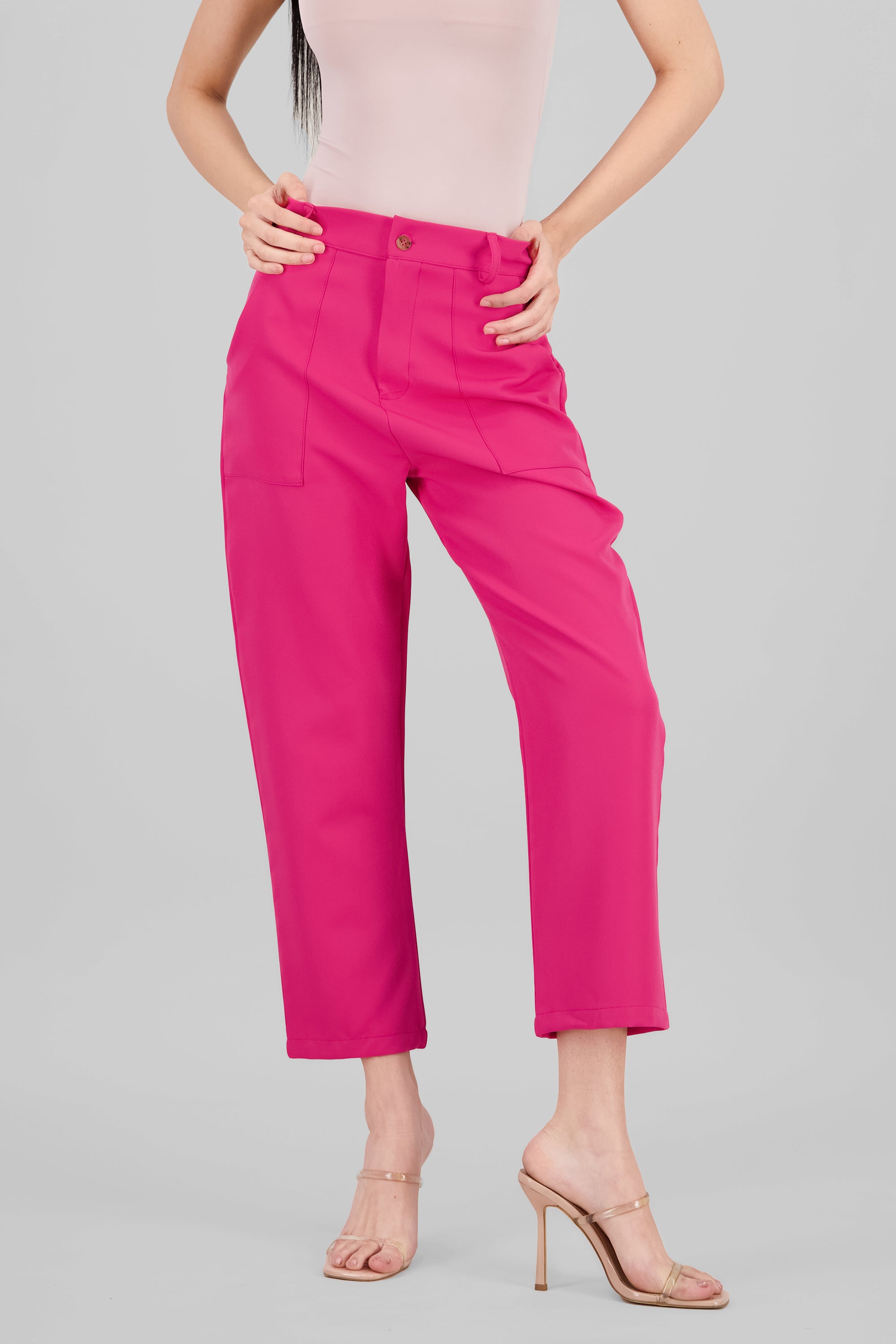 Highwaisted capri pant with pockets FUCHSIA