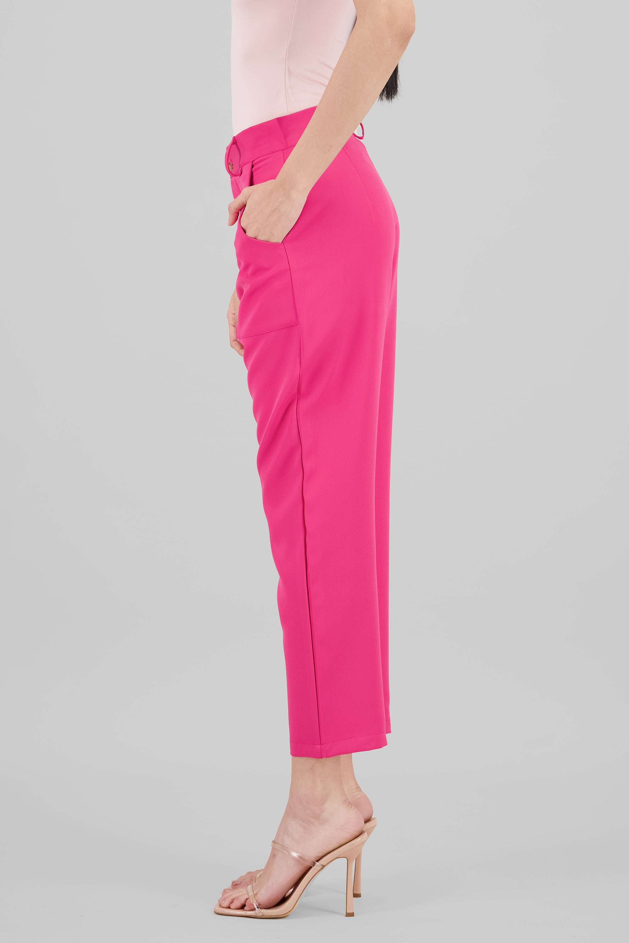 Highwaisted capri pant with pockets FUCHSIA