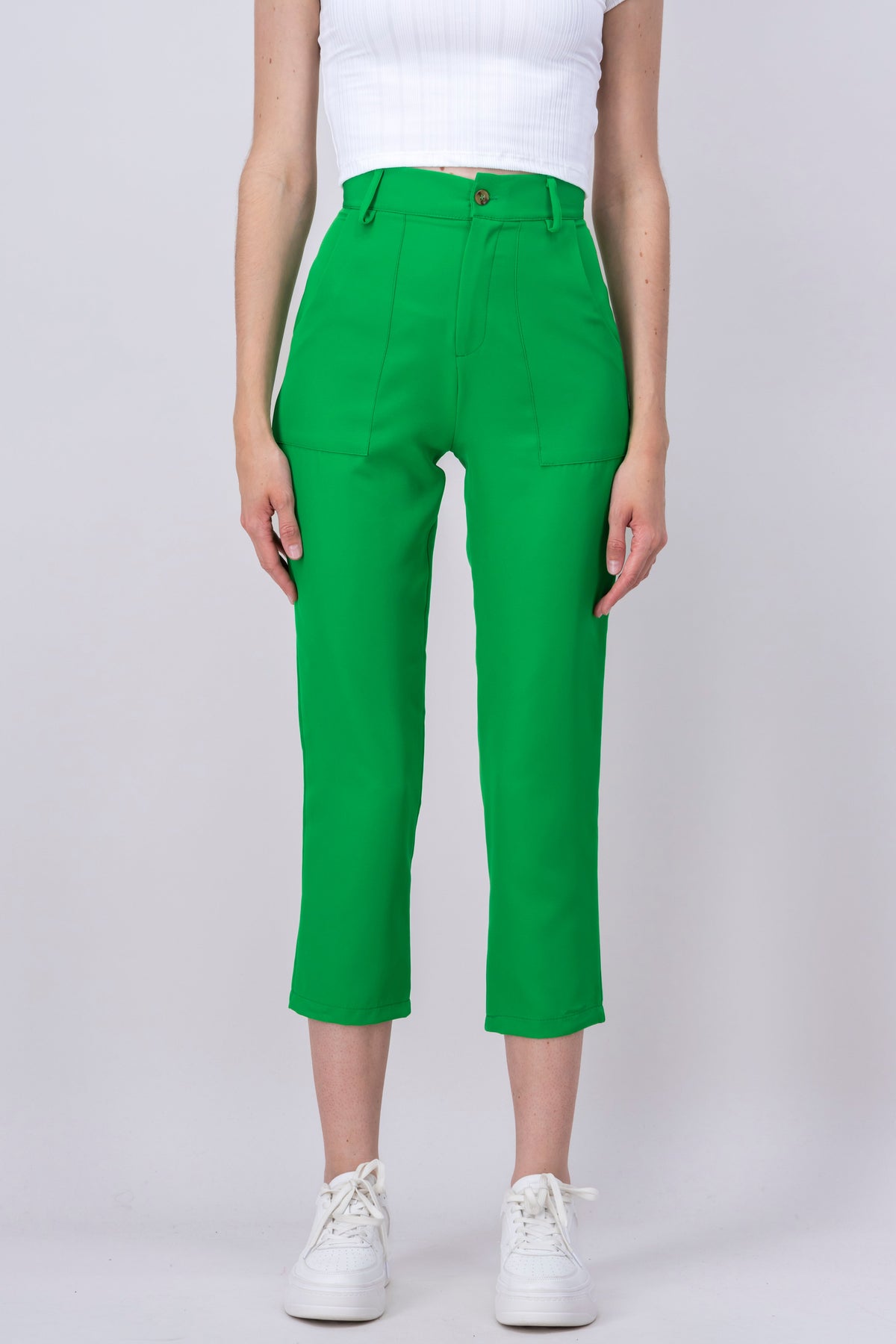 High Waist Capris with Pockets