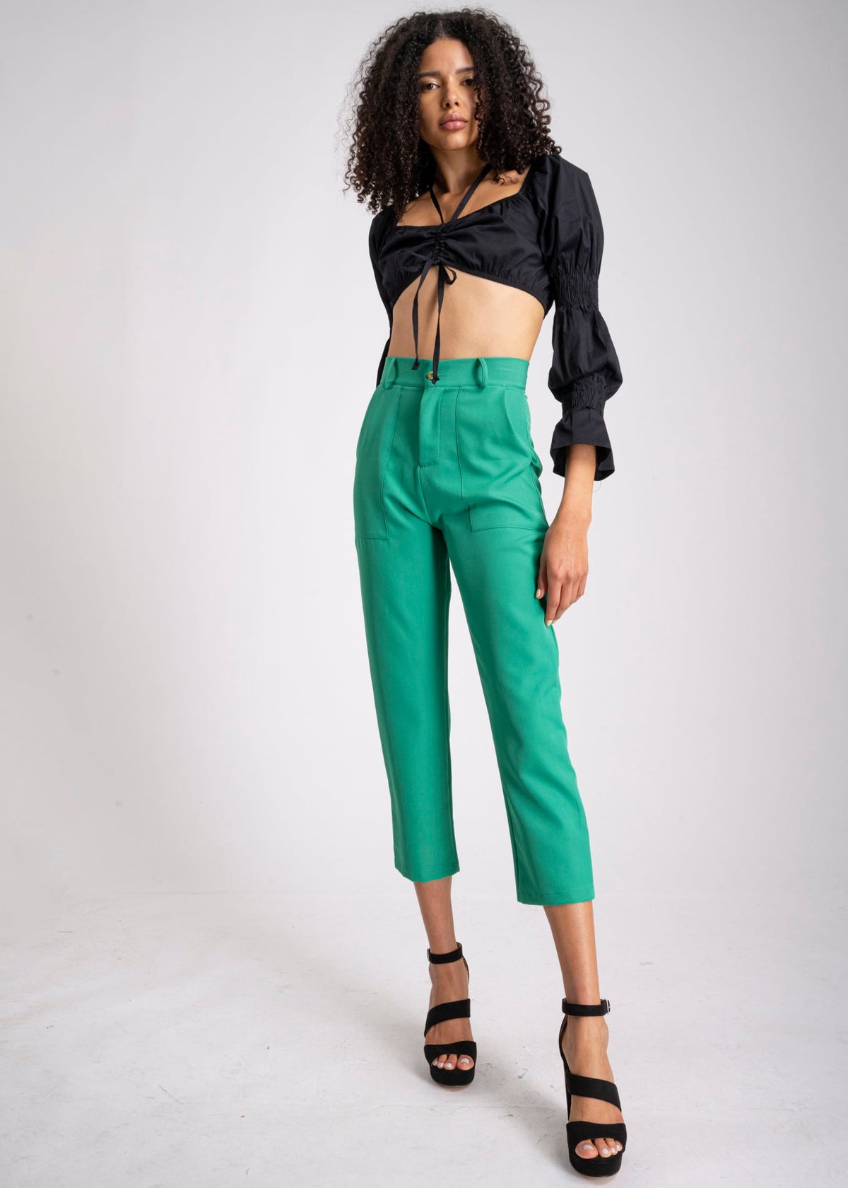 High Waist Capris with Pockets