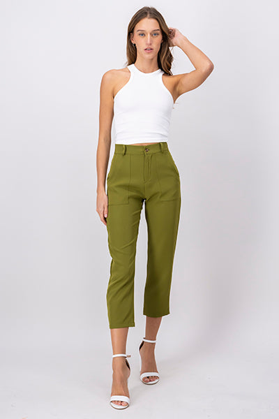 High Waist Capris with Pockets