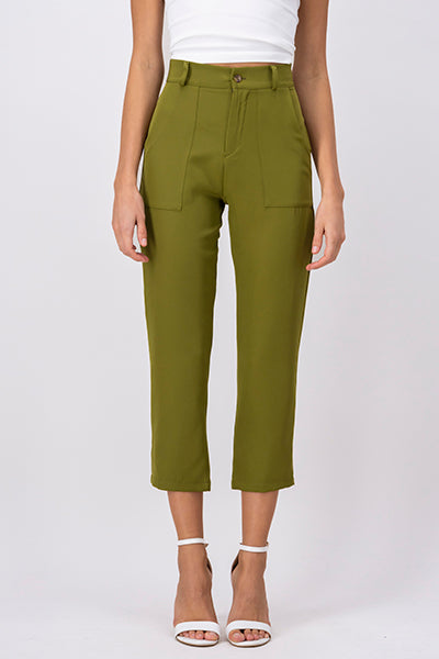 High Waist Capris with Pockets