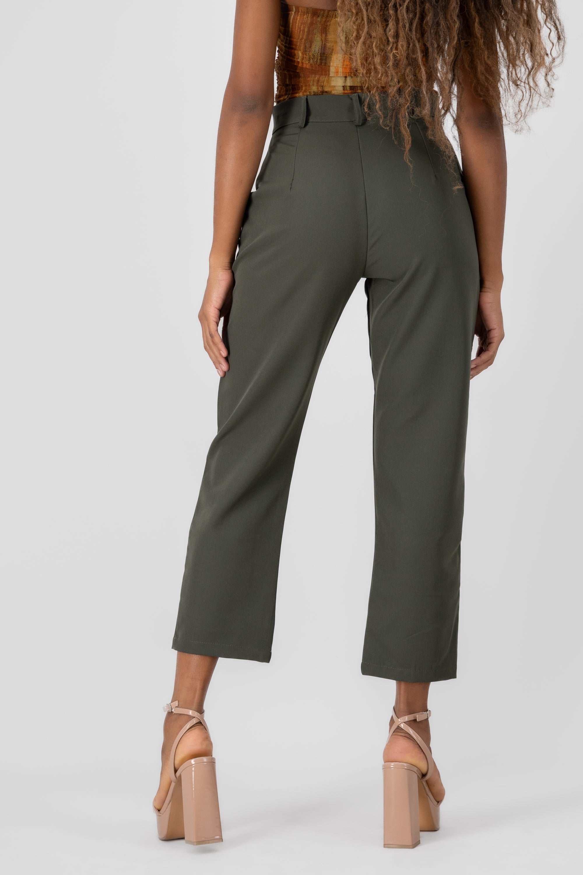 Highwaisted capri pant with pockets DARK GREEN