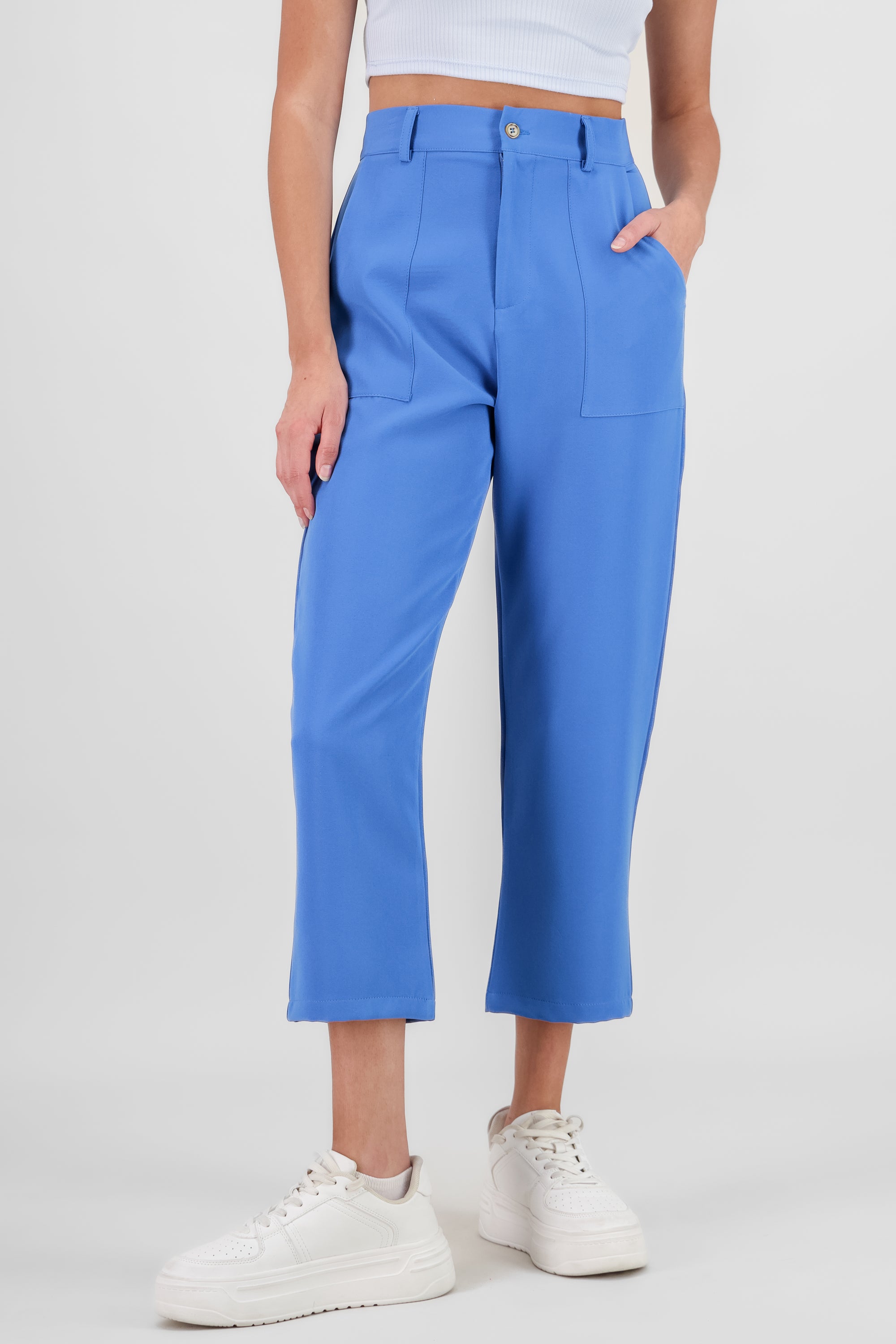 Highwaisted capri pant with pockets BRIGHT BLUE