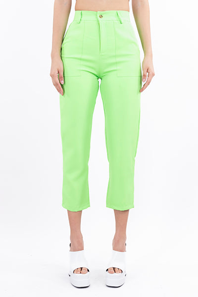 Highwaisted capri pant with pockets APPLE GREEN