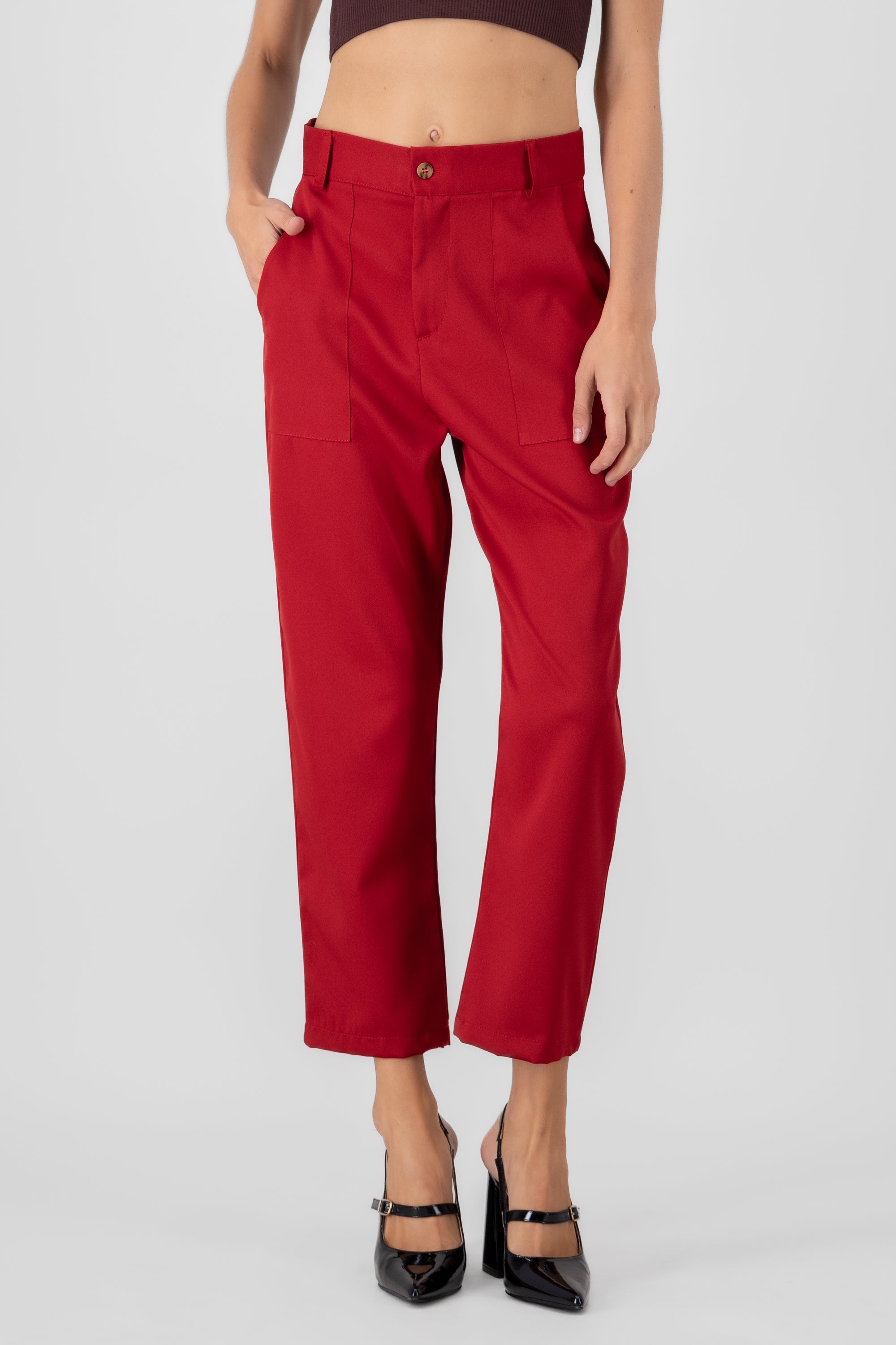 Highwaisted capri pant with pockets TOMATO RED