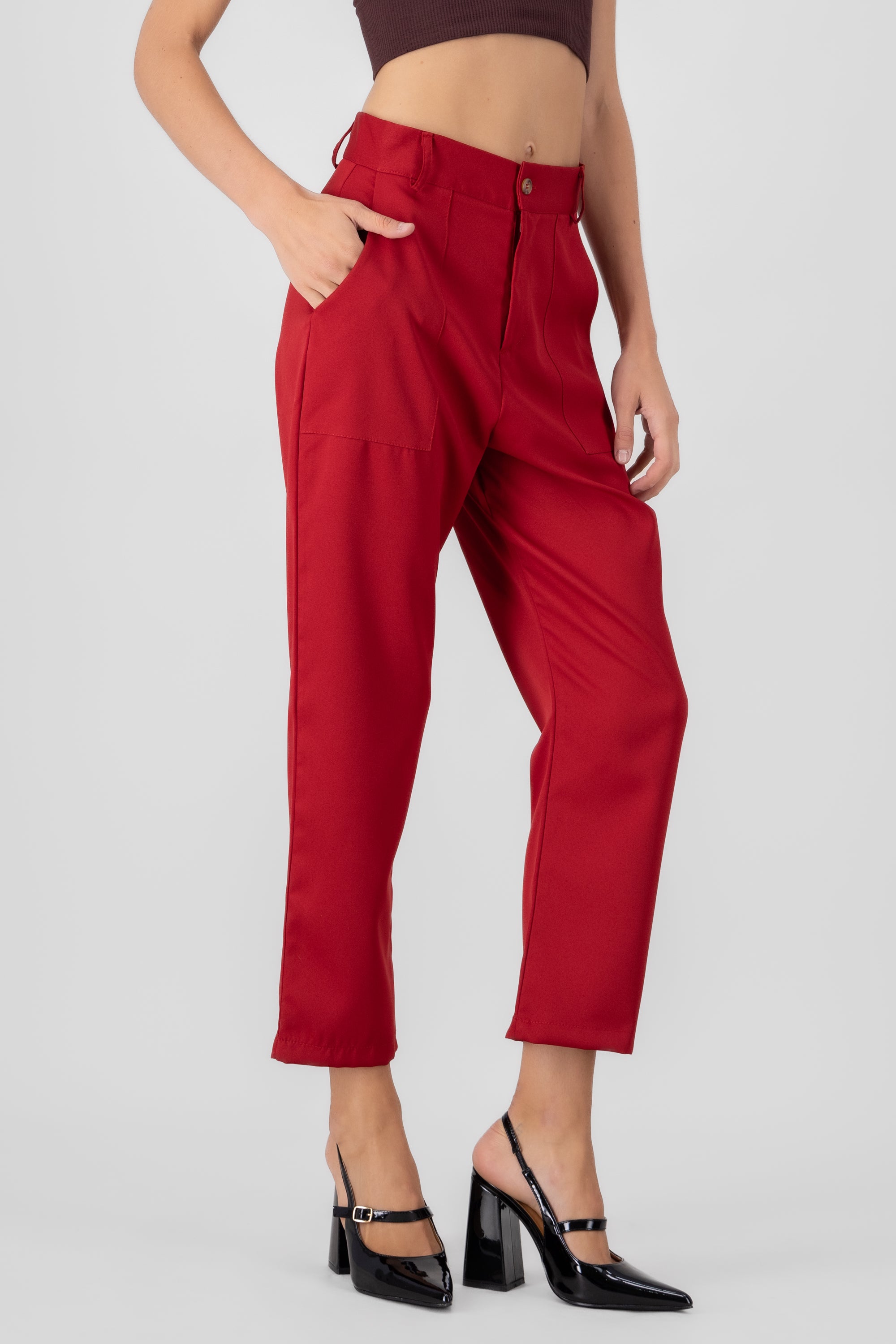 Highwaisted capri pant with pockets TOMATO RED