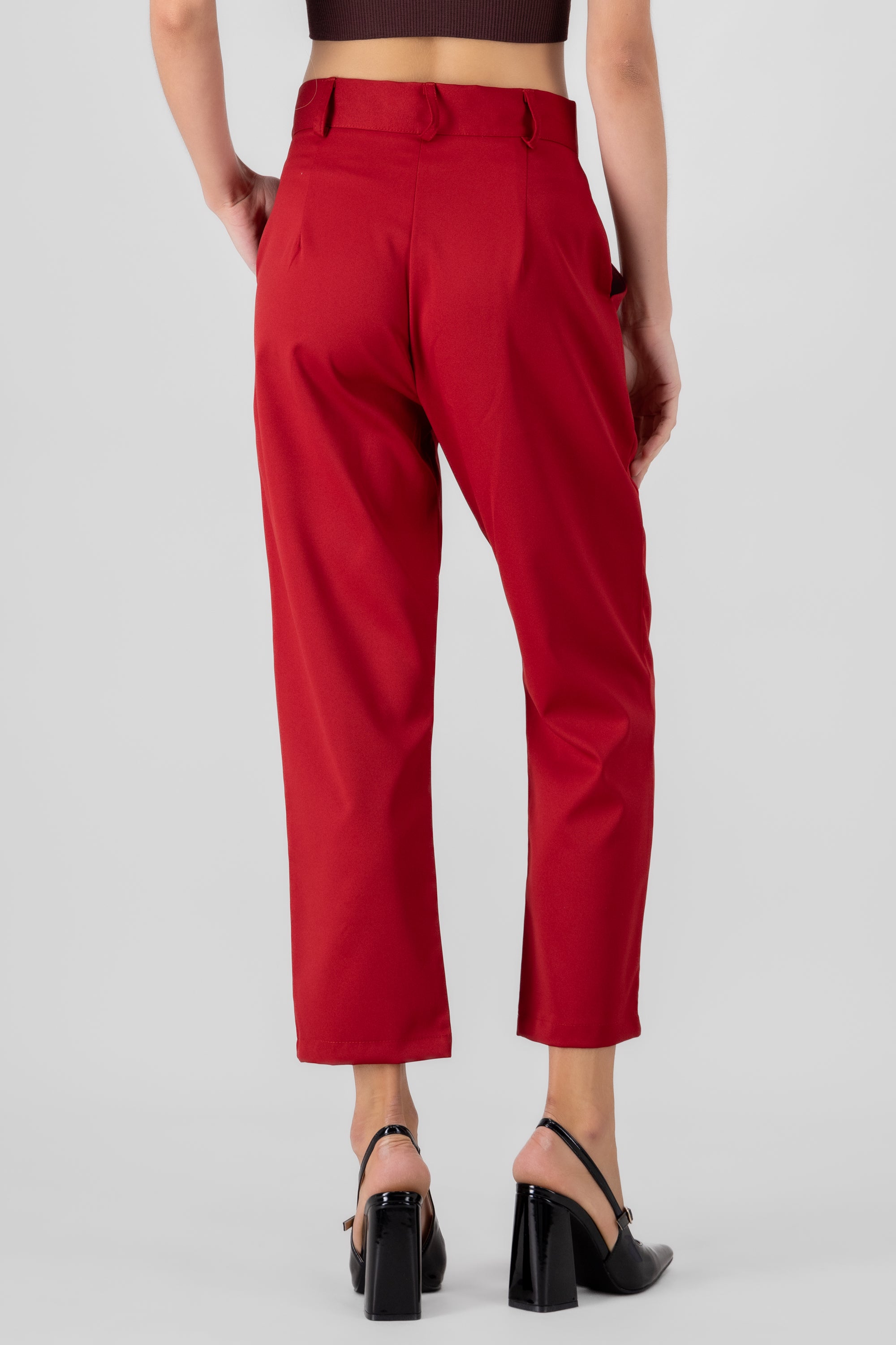 Highwaisted capri pant with pockets TOMATO RED