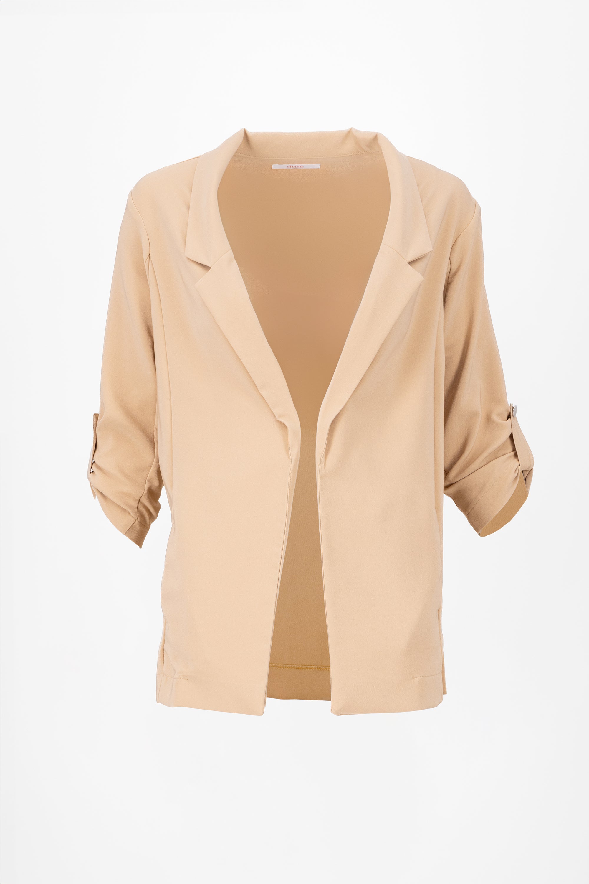 Solid blazer with adjustable sleeves BEIGE