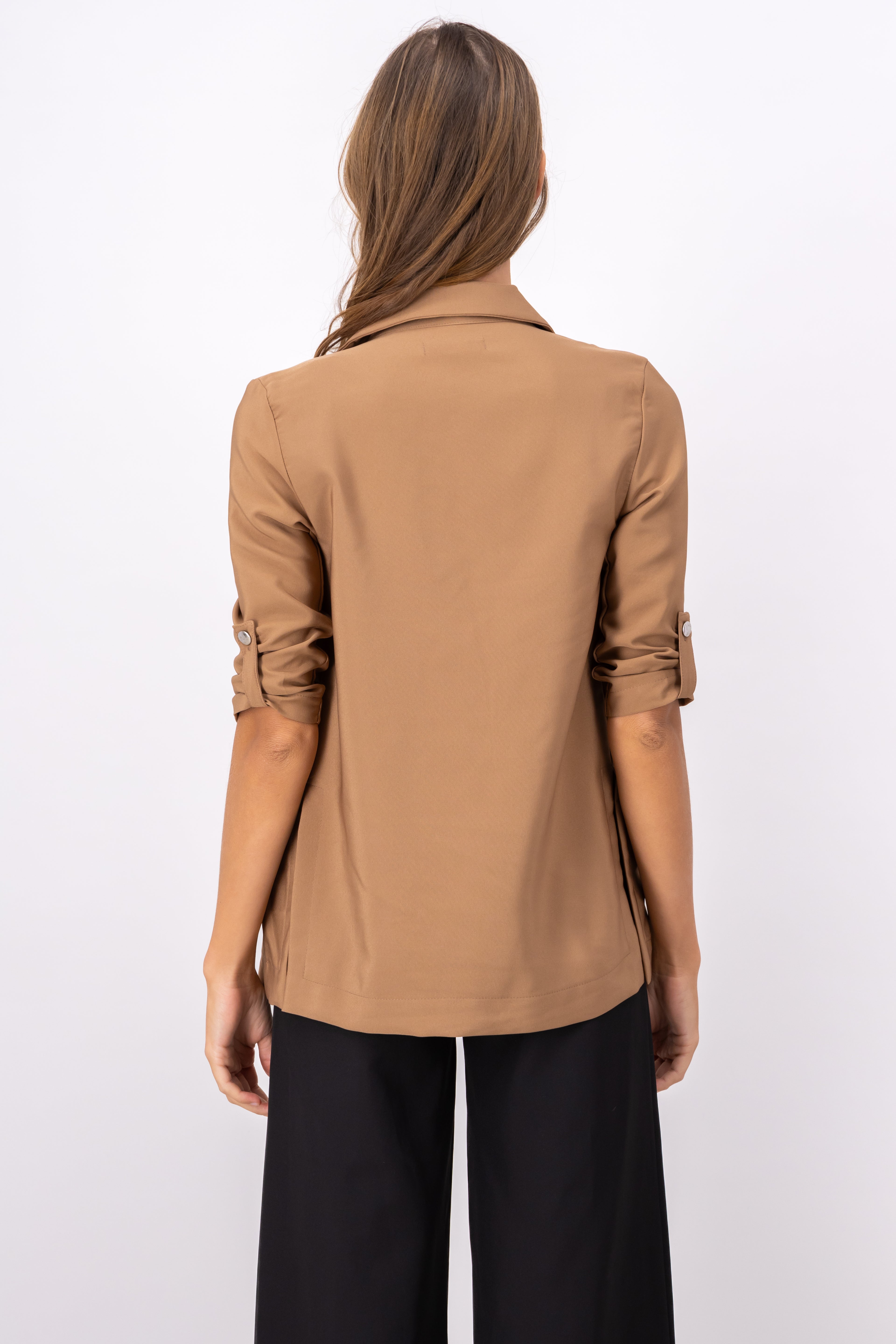 Solid blazer with adjustable sleeves KHAKI