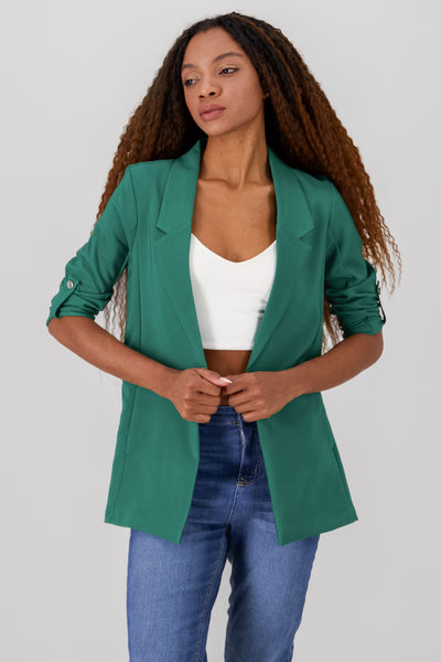 Solid blazer with adjustable sleeves TAN