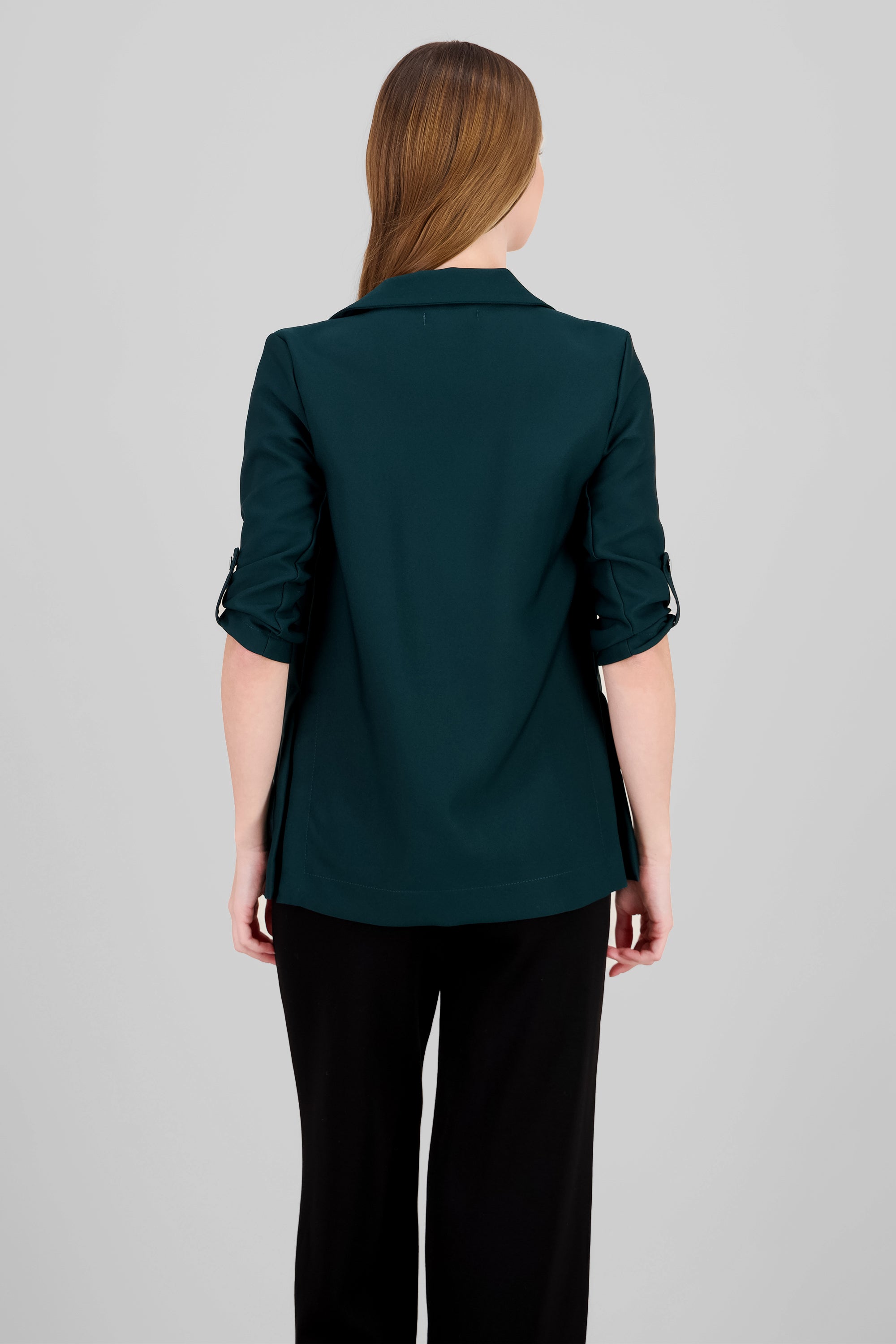 Solid blazer with adjustable sleeves HUNTER GREEN