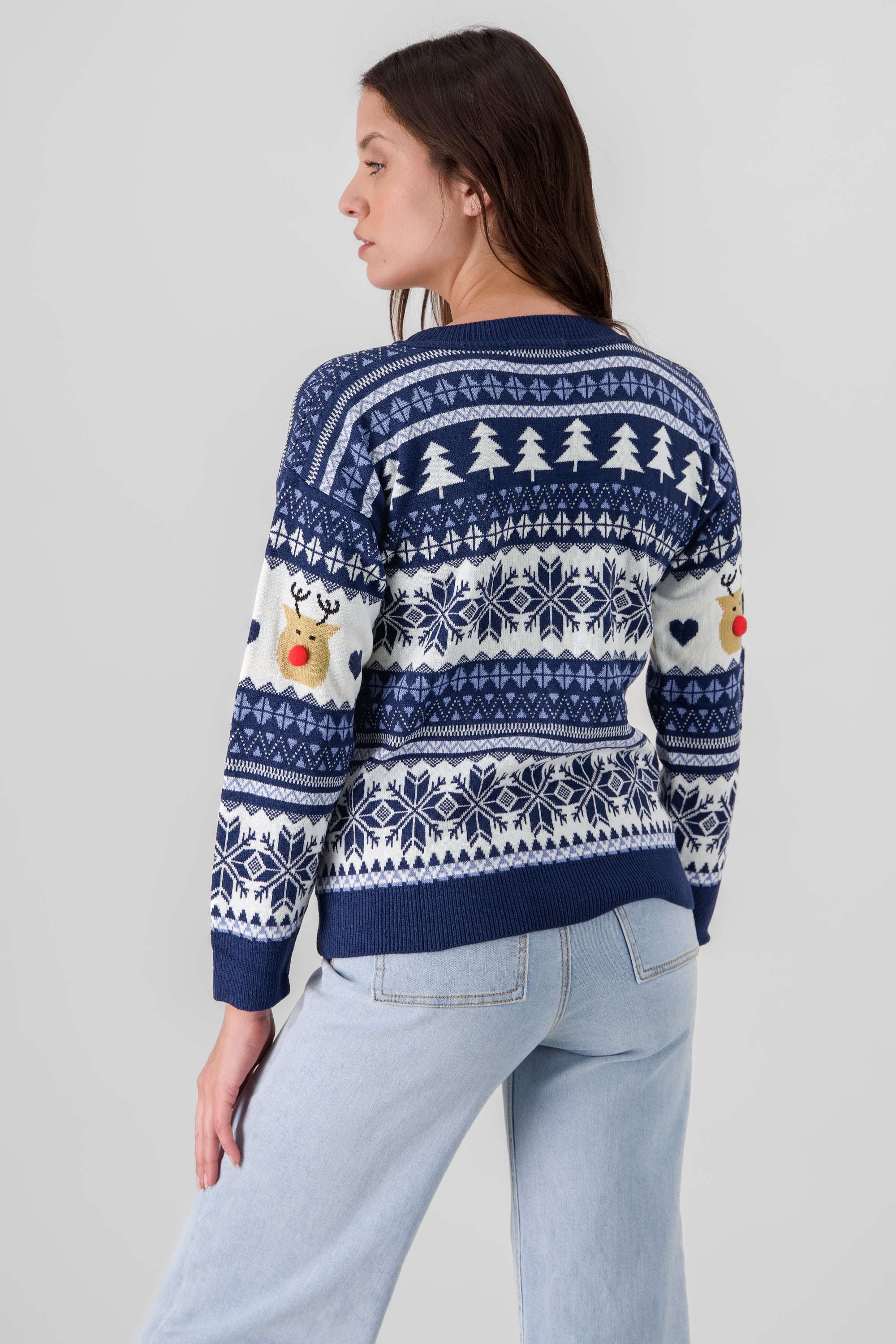 Reindeer nose Christimas sweater NAVY COMBO