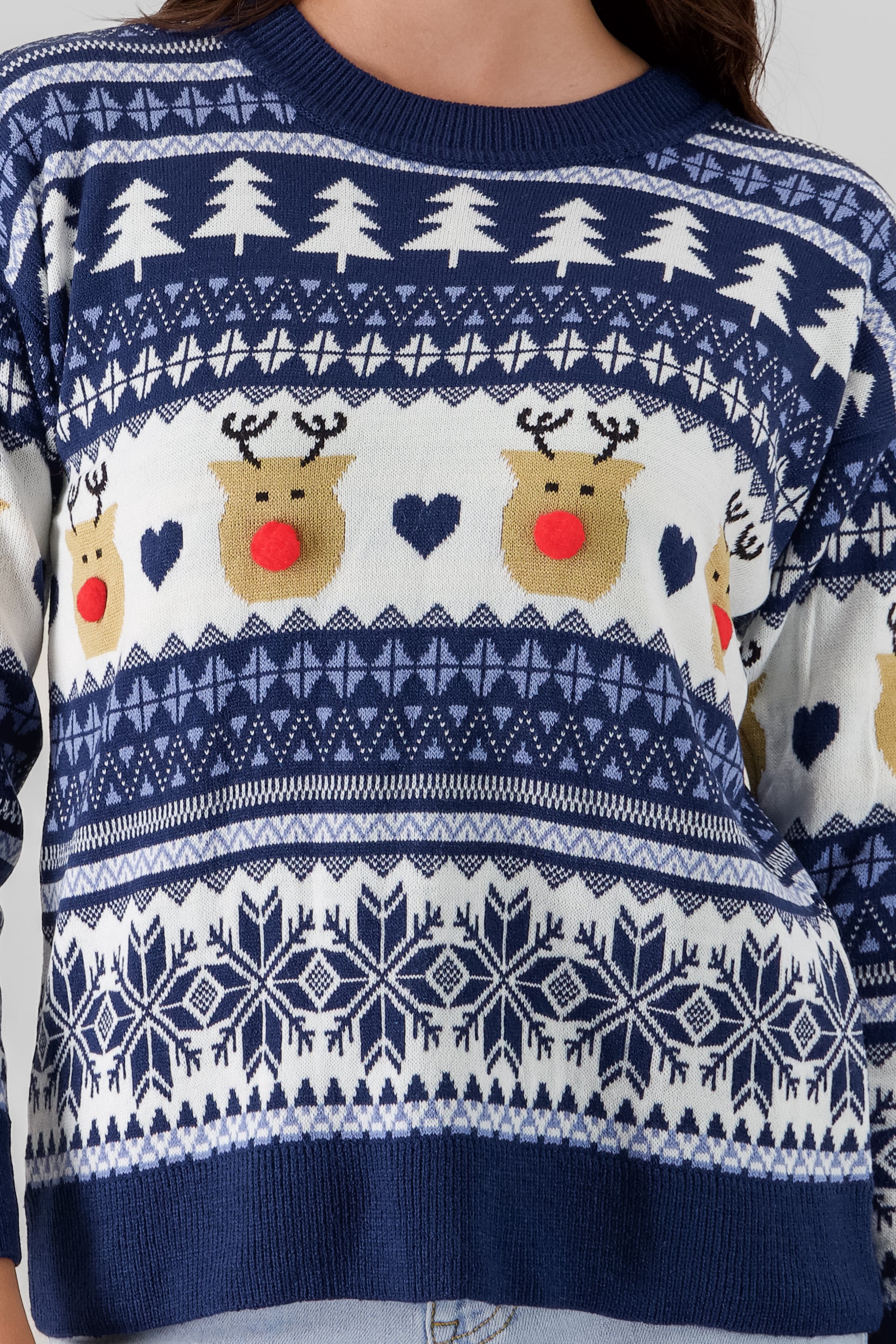 Reindeer nose Christimas sweater NAVY COMBO