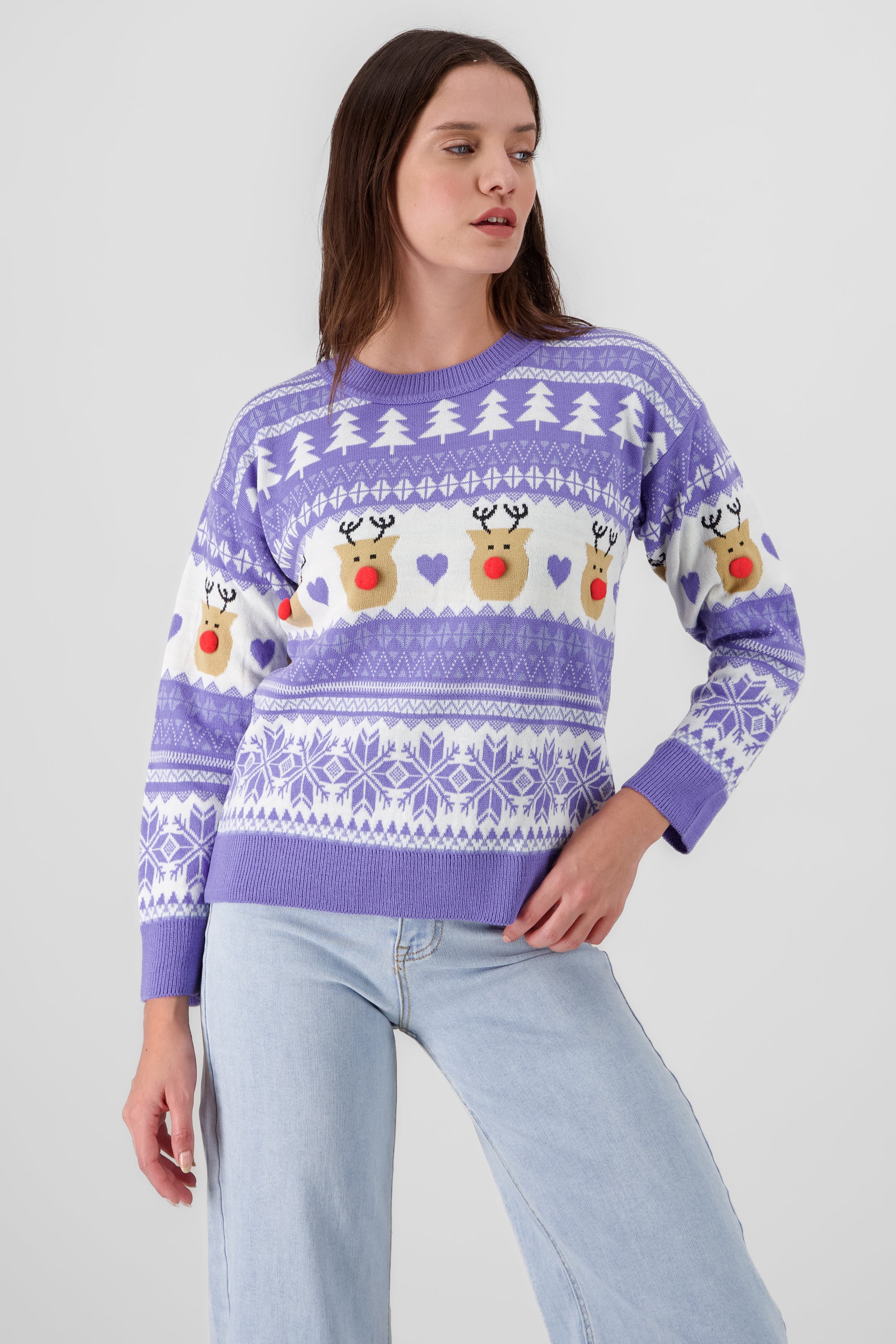 Reindeer nose Christimas sweater PASTEL PURPLE