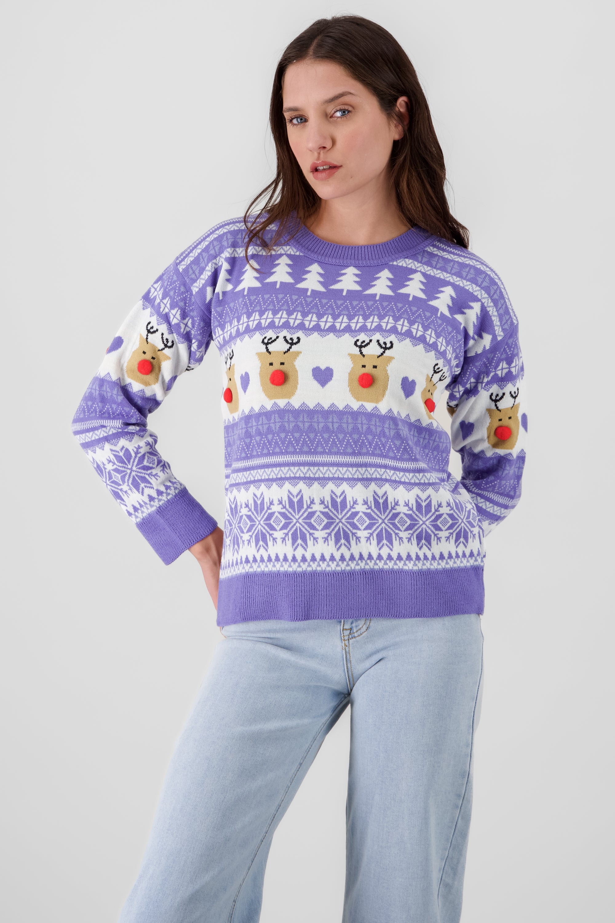 Reindeer nose Christimas sweater PASTEL PURPLE