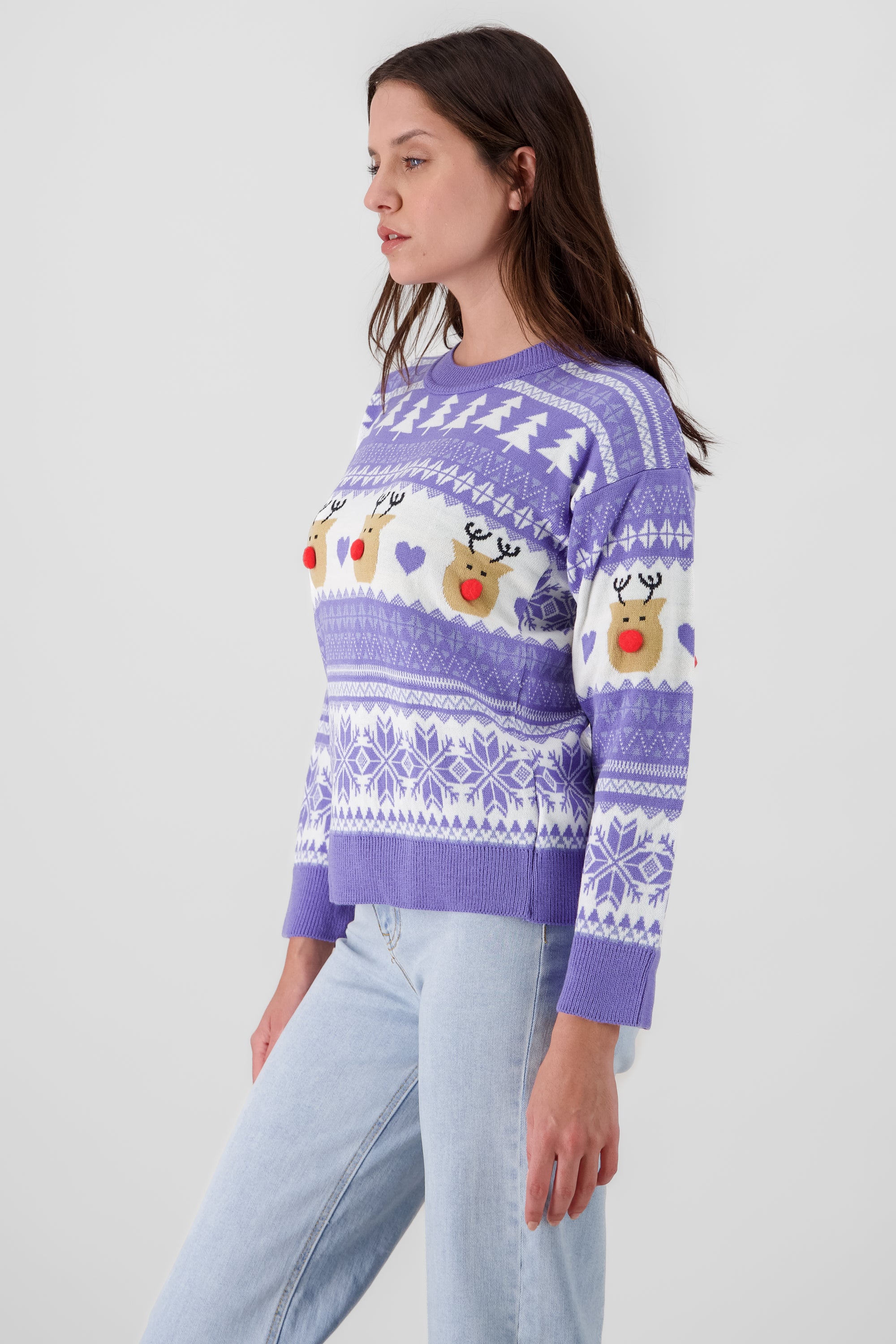 Reindeer nose Christimas sweater PASTEL PURPLE