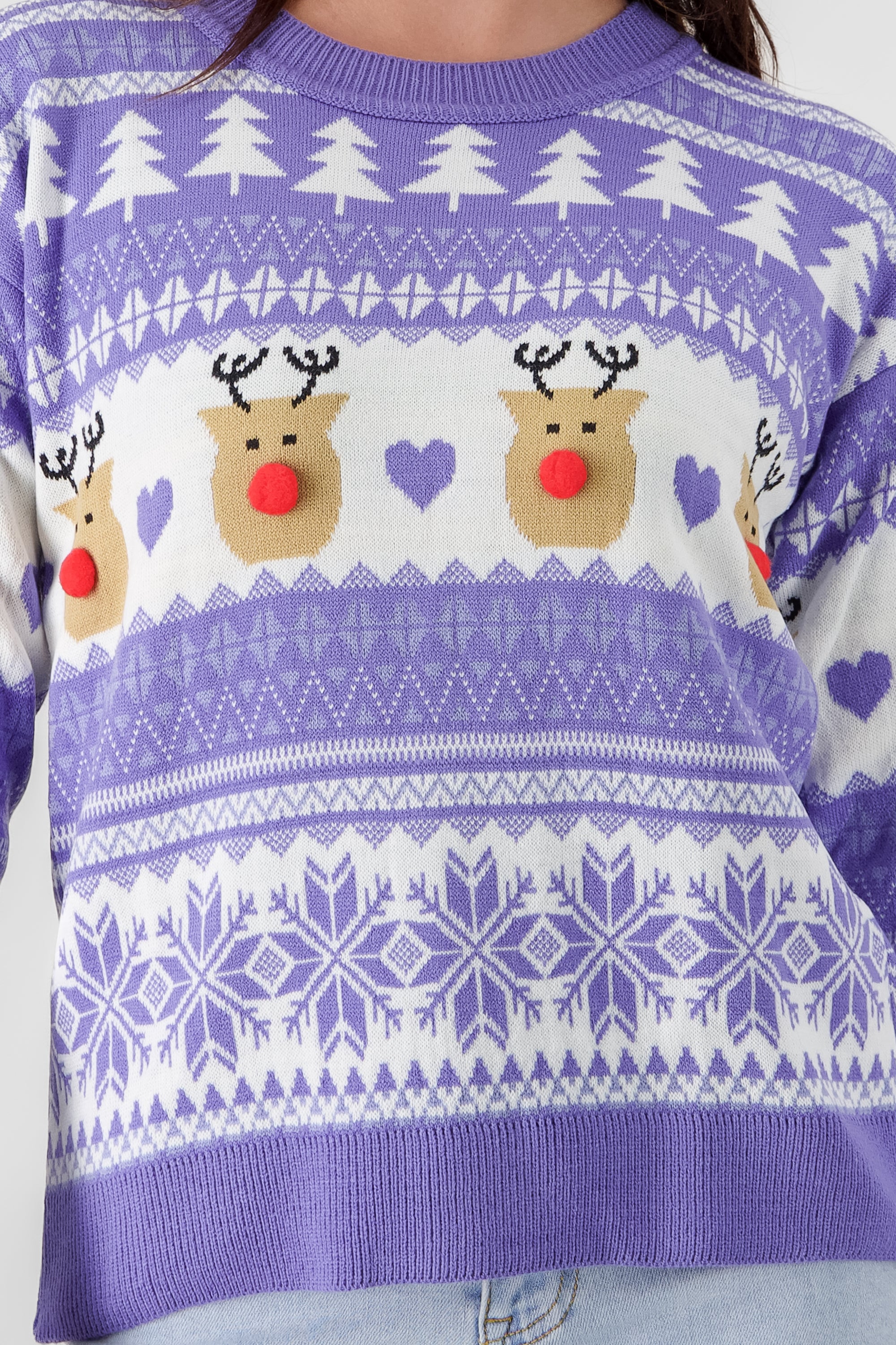 Reindeer nose Christimas sweater PASTEL PURPLE