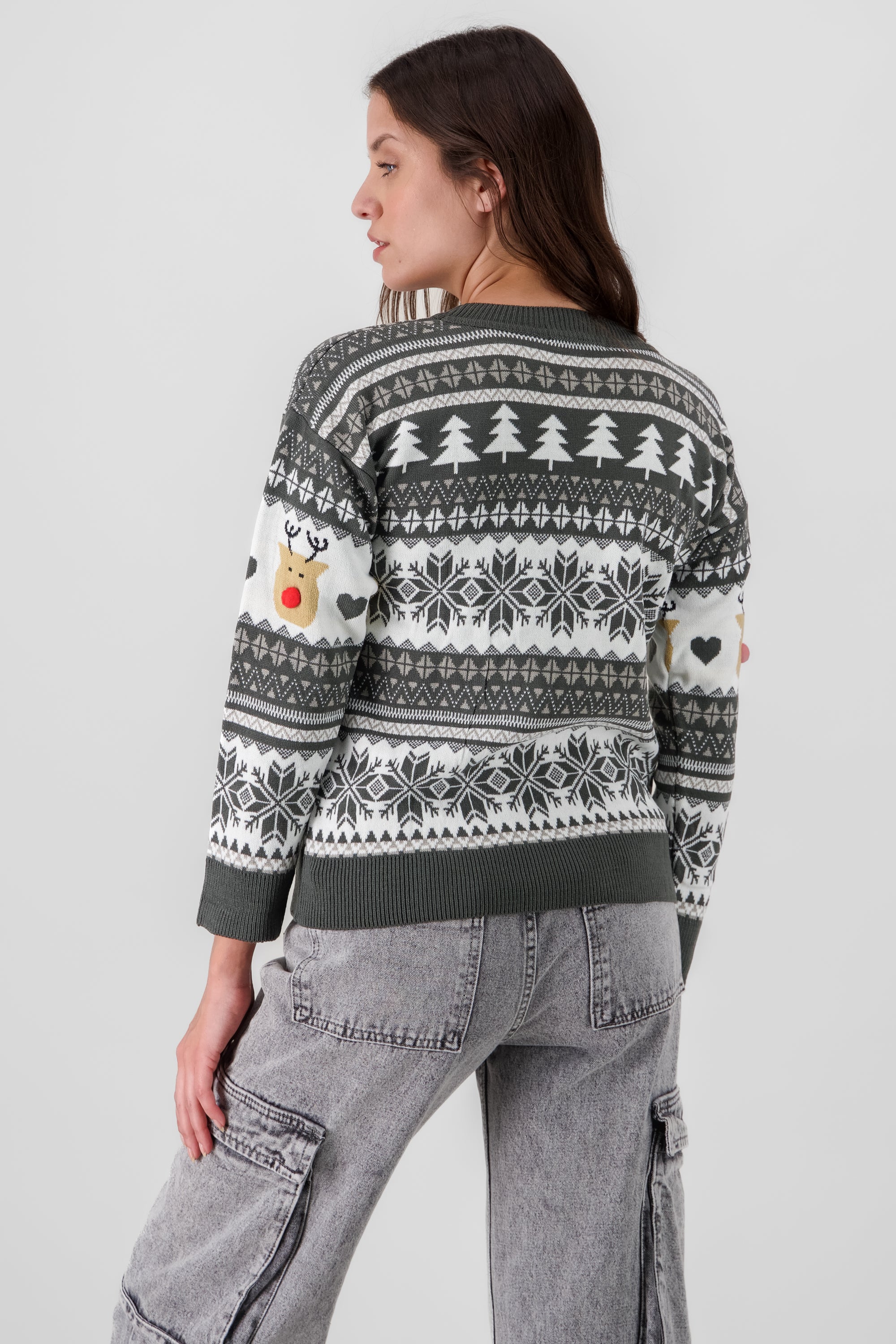 Reindeer nose Christimas sweater GRAY COMBO