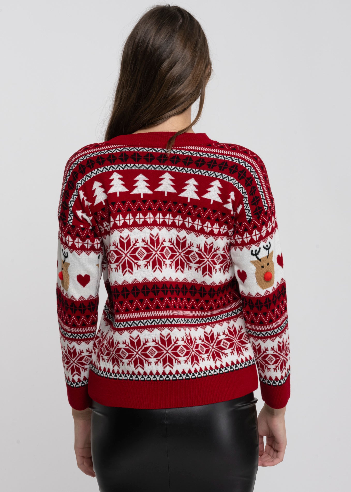 Reindeer nose Christimas sweater RED COMBO